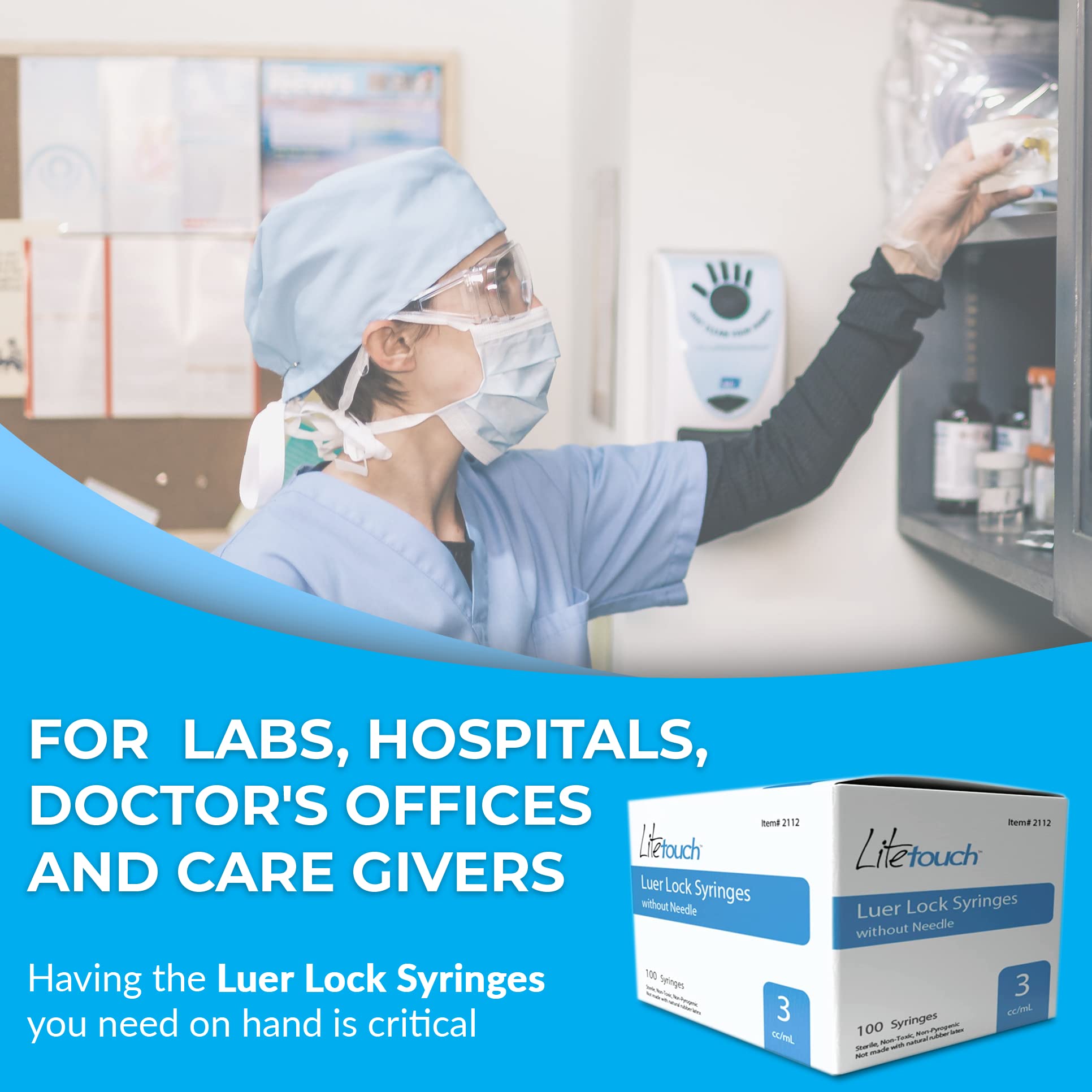 3mL Luer Lock Syringe - Sterile, Individually Sealed, 100pcs/Box (No Needle Included) - Perfect for Medical, Veterinary, and Laboratory Use