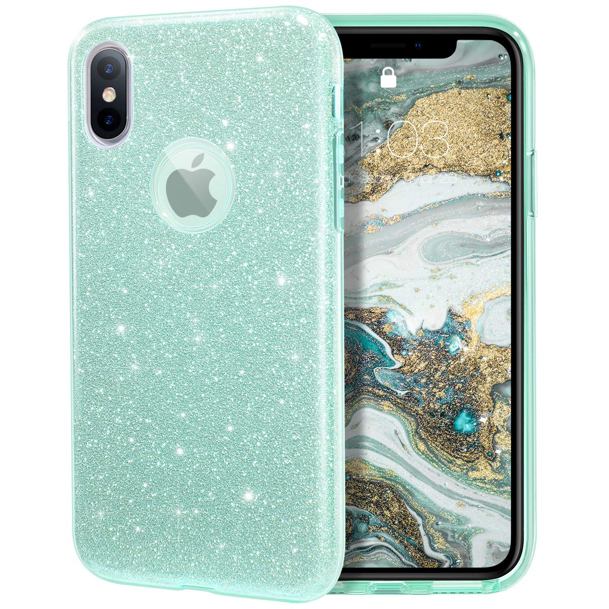 MILPROX Glitter Phone Case for iPhone Xs - Sparkly Bling Protective Cover with 3-Layer Hybrid Design | Perfect for Parties, Events & Everyday Glam Style