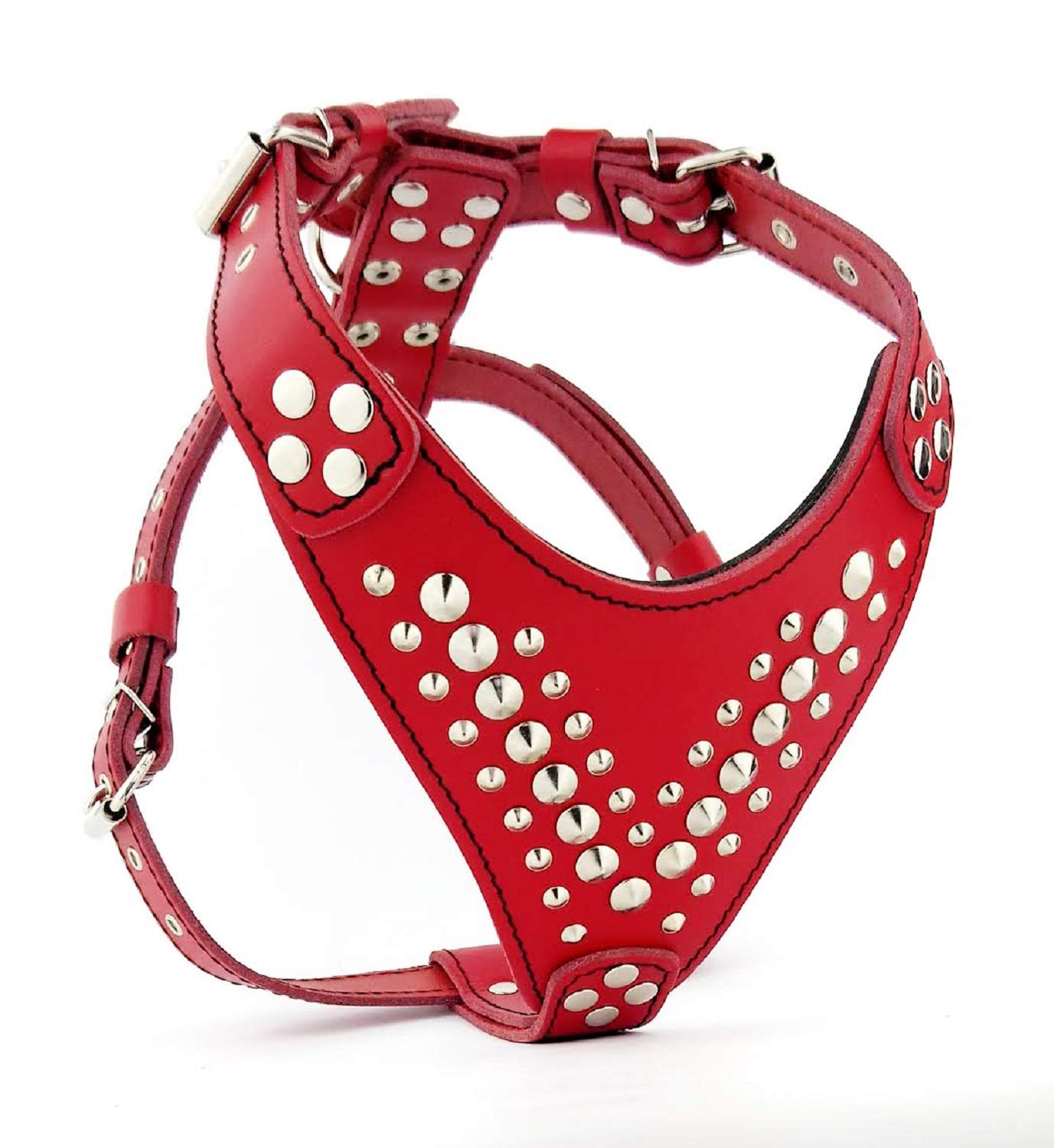 Bestia Star Studded Leather Dog Harness - Adjustable & Stylish Pet Walking Gear for Small to Medium Dogs - Perfect for Daily Walks, Training & Outdoor Adventures