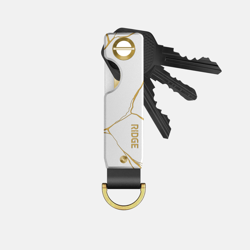 Ridge KeyCase Kintsugi White - Stylish and Durable Key Holder for Everyday Use, Travel, and Organization