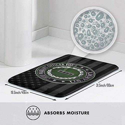 Non-Slip CW4 Chief Warrant Officer 4 Rank Insignia Doormat - Military Home Decor Bath & Kitchen Floor Mat for Entryway, Bathroom, Laundry Room