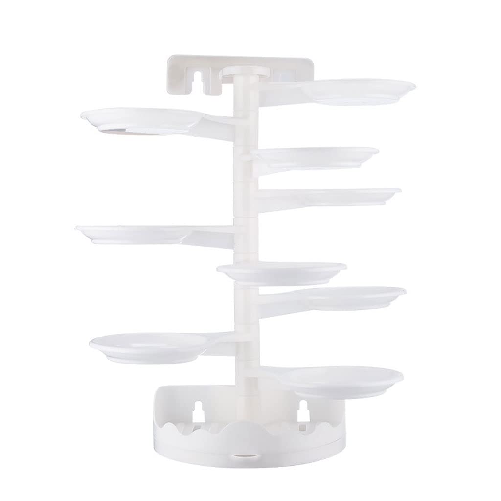 Multi-Tier Rotating Dish Rack - Space Saving Wall Mounted Plate Organizer for Kitchen Storage & Display | BPA-Free Plastic | Perfect for Small Kitchens, Restaurants & Dorm Rooms (Color: Blue, One Size)