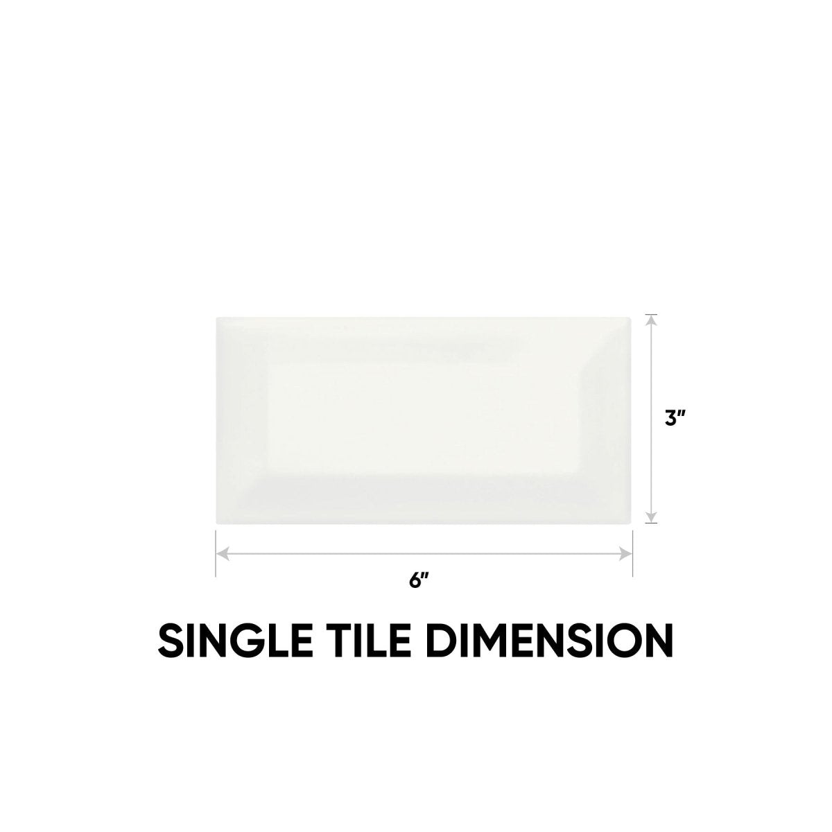 3 x 6 Inch Soho Canvas White Beveled Glossy Ceramic Wall Tile - Premium Glazed Finish for Kitchen Backsplash, Bathroom & Shower Walls