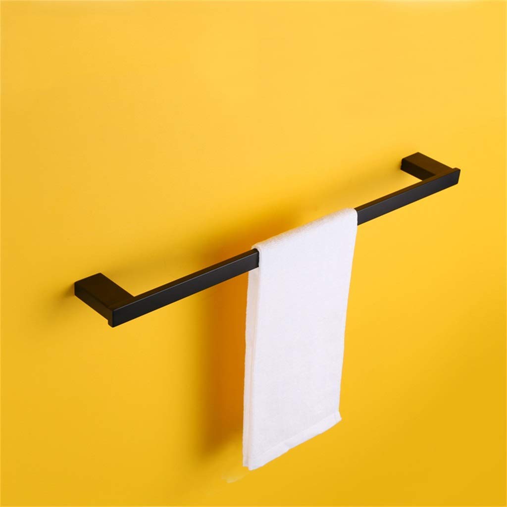 Black Matte Wall-Mounted Single Rod Towel Rack - 60X8X4Cm Bathroom & Kitchen Towel Bar with Space-Saving Design - Perfect for Small Spaces, Apartments, and Modern Home Decor
