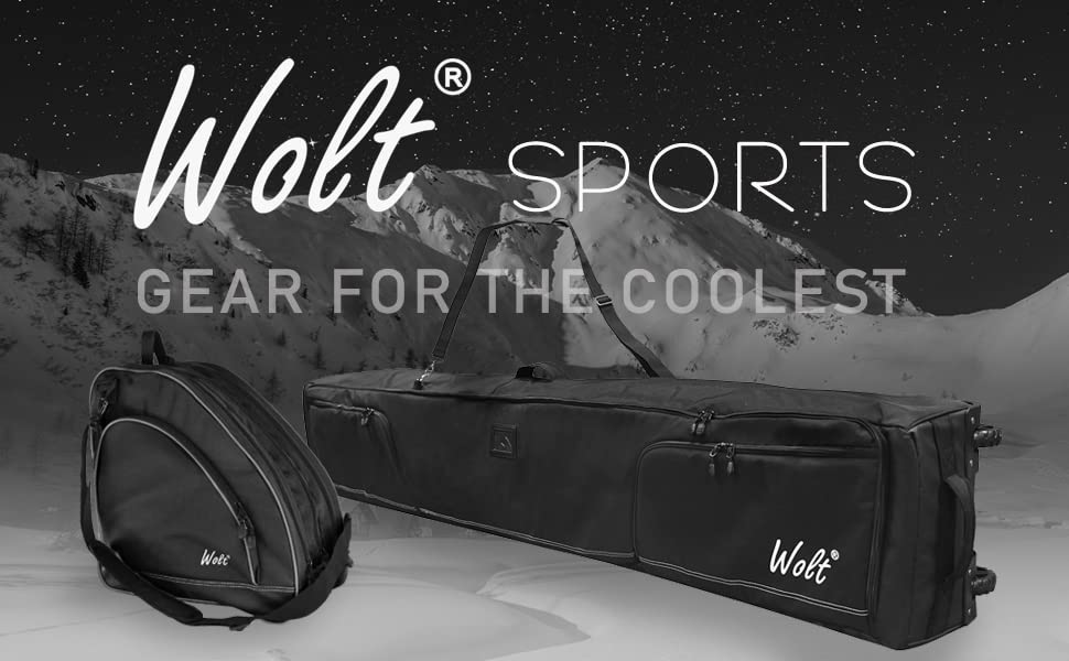 WOLT Rolling Ski Bag - Padded Snowboard Bag with Wheels for Air Travel, Fits 2 Pairs of Skis (175cm-190cm) - Perfect for Winter Vacations & Mountain Resorts