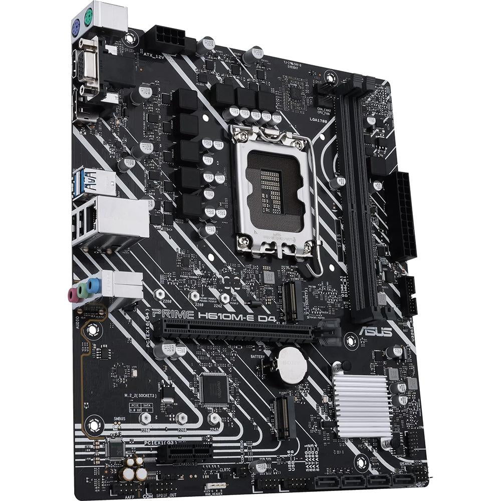 ASUS PRIME H610M-E D4 CSM LGA 1700 Micro ATX Motherboard - Intel 12th/13th Gen CPU Support, DDR4 RAM, PCIe 4.0 - Ideal for Gaming PC, Home Office & Small Business Workstations