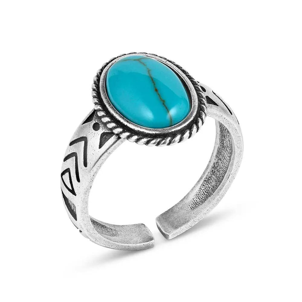 Natural Turquoise Ring for Women – Handmade Boho Jewelry, Sterling Silver Adjustable Band – Perfect for Gifts, Weddings & Boho Fashion