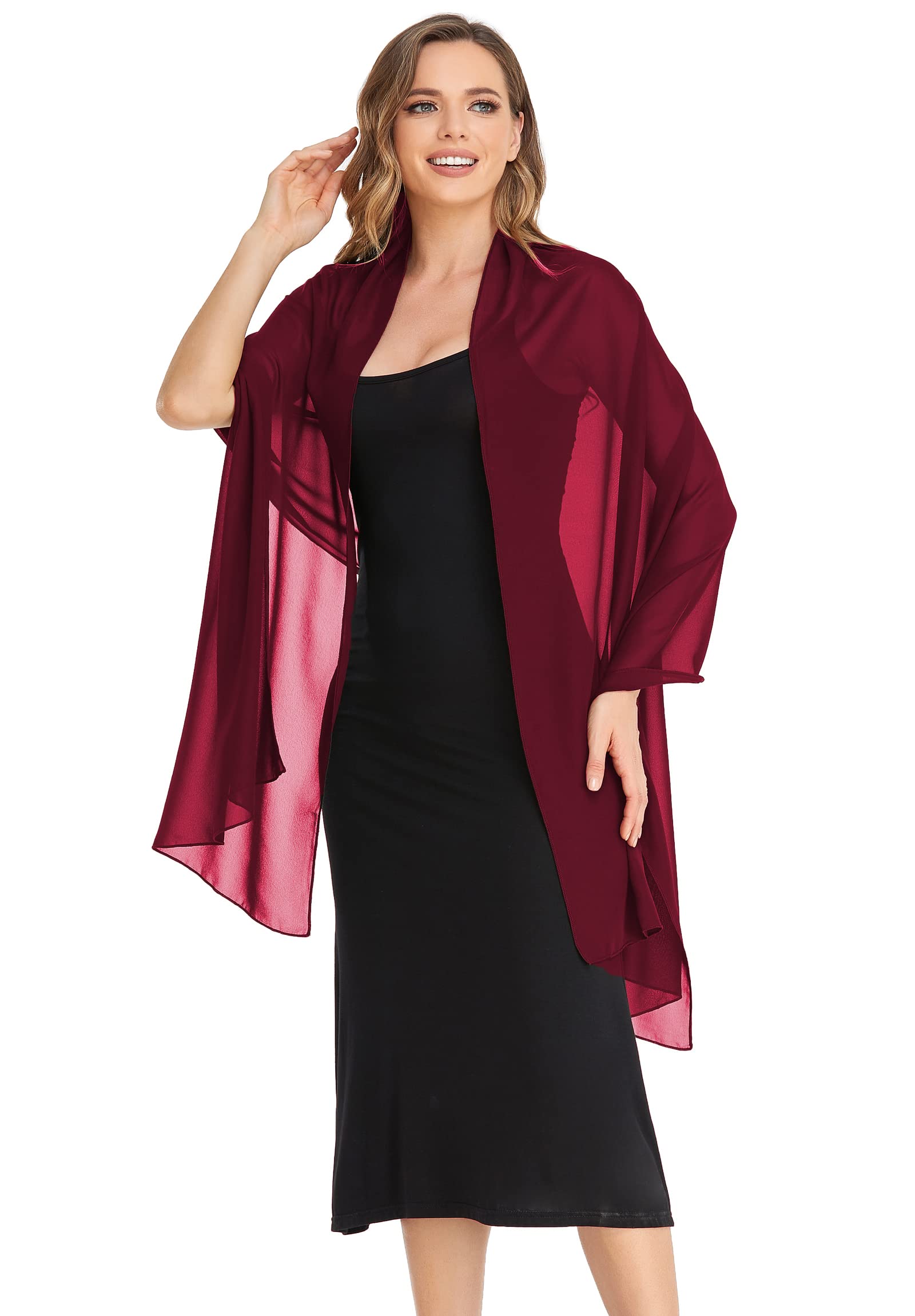 Elegant Sheer Chiffon Shawl Wrap for Women - Soft Silky Bridal Scarf for Wedding, Evening Dresses & Special Occasions - Perfect for Formal Events, Date Nights & Church Gatherings
