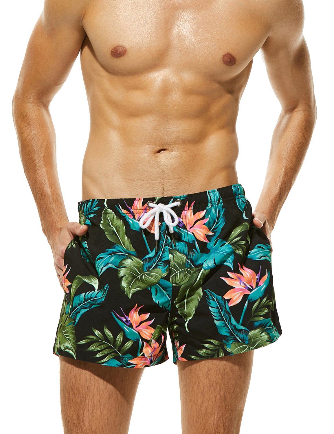 SEOBEAN Men's Quick-Dry Swim Trunks with Pockets - Lightweight Board Shorts for Surfing, Swimming & Beach Activities