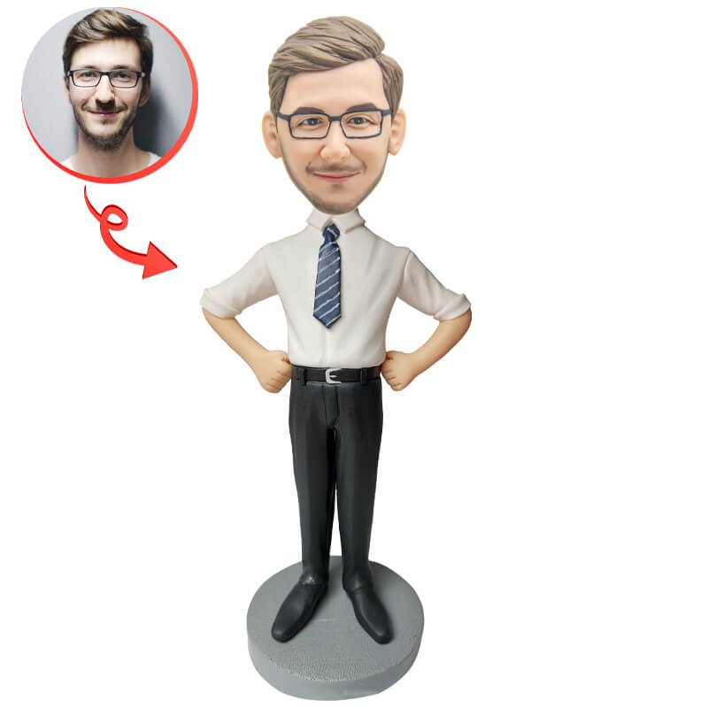 Custom Businessman Bobblehead - Personalized Corporate Gift for Office Decor, Desk Accessories & Employee Recognition | Unique & Fun Business Gift Idea