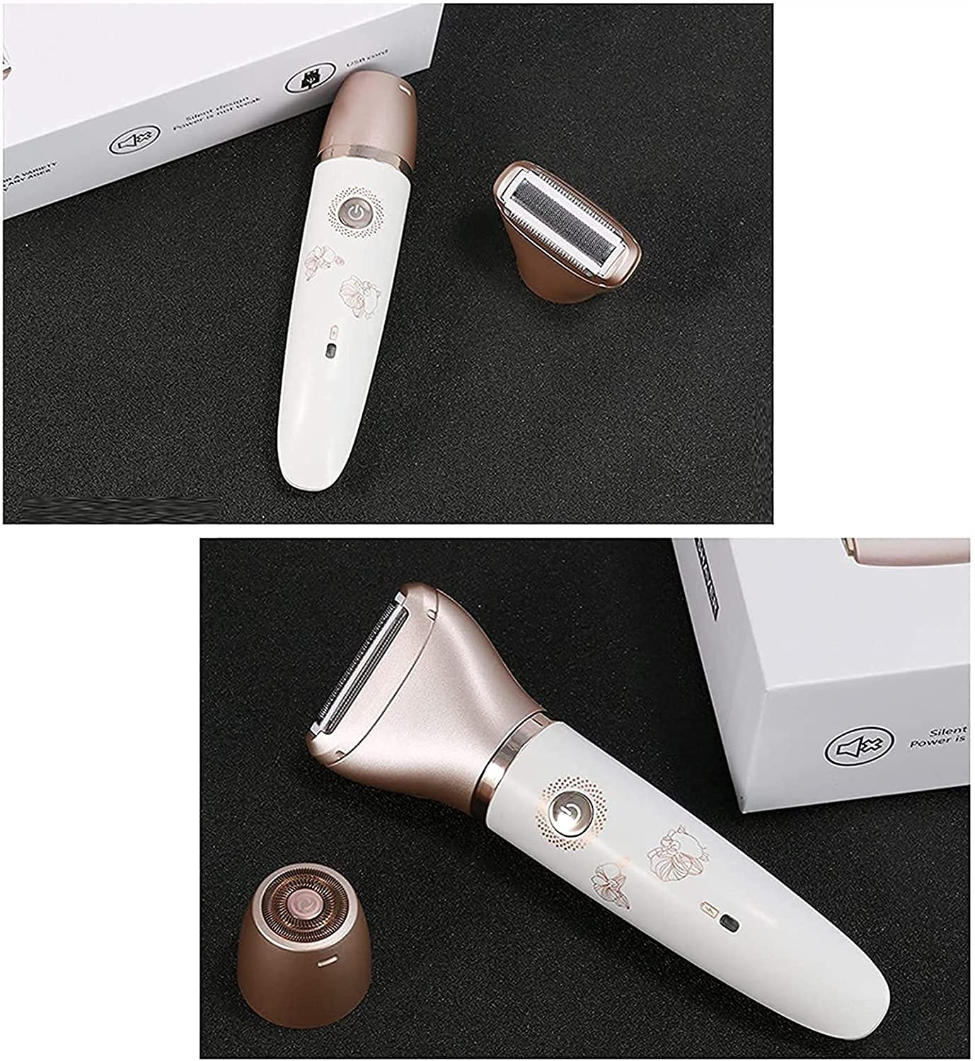 2 in 1 Electric Epilator & Hair Shaver for Women - Waterproof USB Rechargeable Ladies Hair Trimmer & Remover - Perfect for Legs, Underarms, Bikini Line & Full Body Hair Removal at Home or Travel