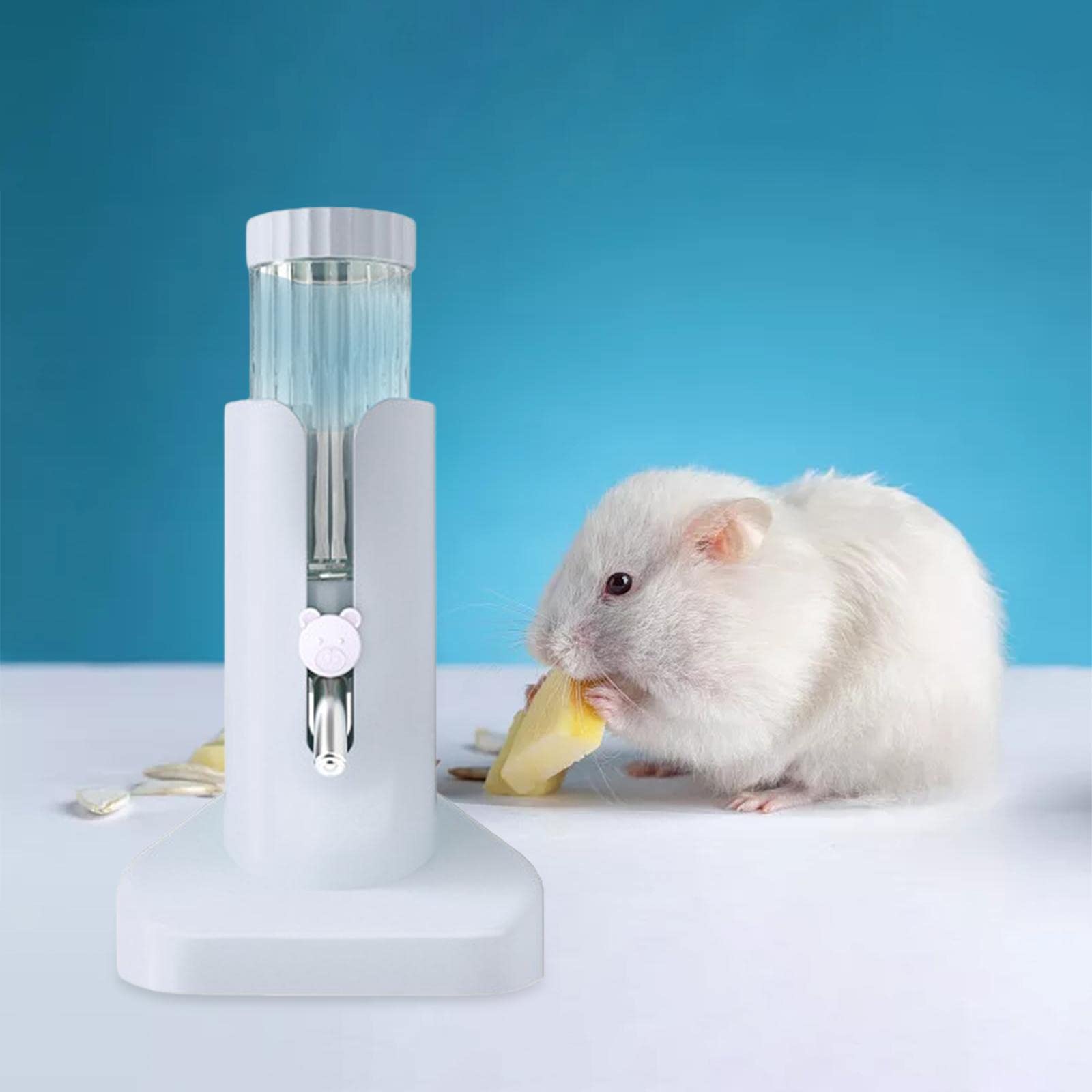 UJEAVETTE® Adjustable Parrot Water Bottle with Stand - Dustproof & Portable Small Animal Drinking Bottle for Hamsters, Birds, Rabbits - Perfect for Cages, Travel & Outdoor Use (White)