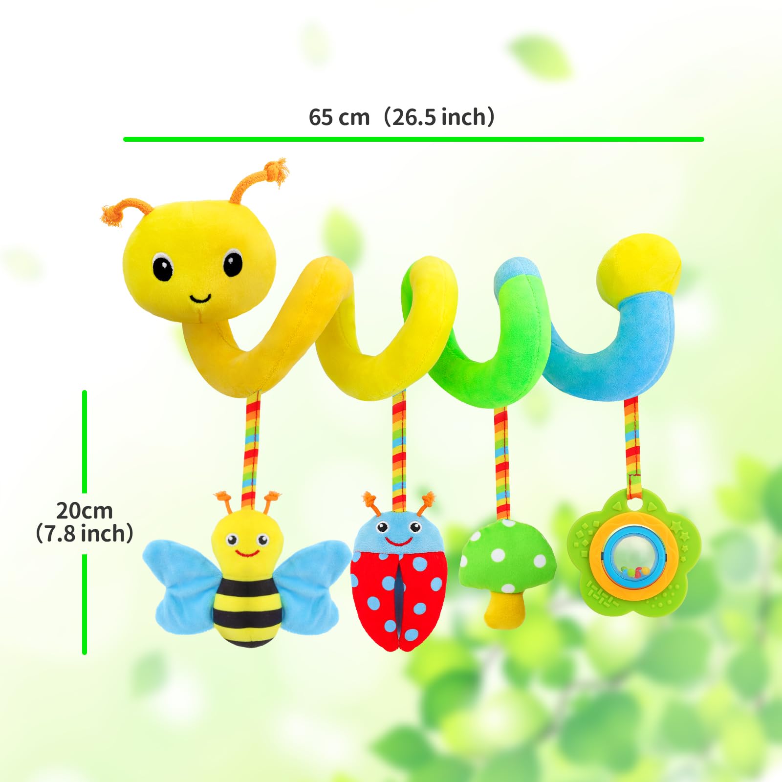 FPVERA Baby Car Seat & Stroller Toy for 0-6 Months - Soft Plush Spiral Activity Toy with Rattles | Developmental Toy for Infants | Perfect Gift for Newborns & Toddlers | Great for Road Trips & Stroller Walks