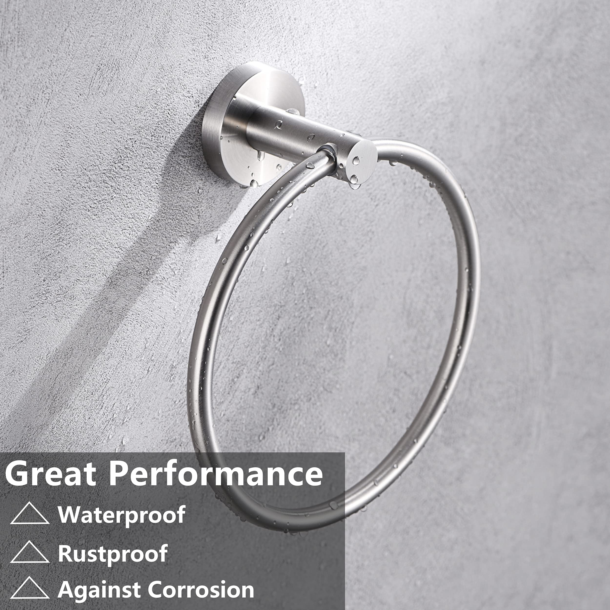 Brushed Nickel Toilet Paper Holder and Towel Ring Set - 2 Piece Bathroom Hardware Accessories, SUS304 Stainless Steel Wall Mounted Towel Holder - Perfect for Modern Bathrooms and Powder Rooms