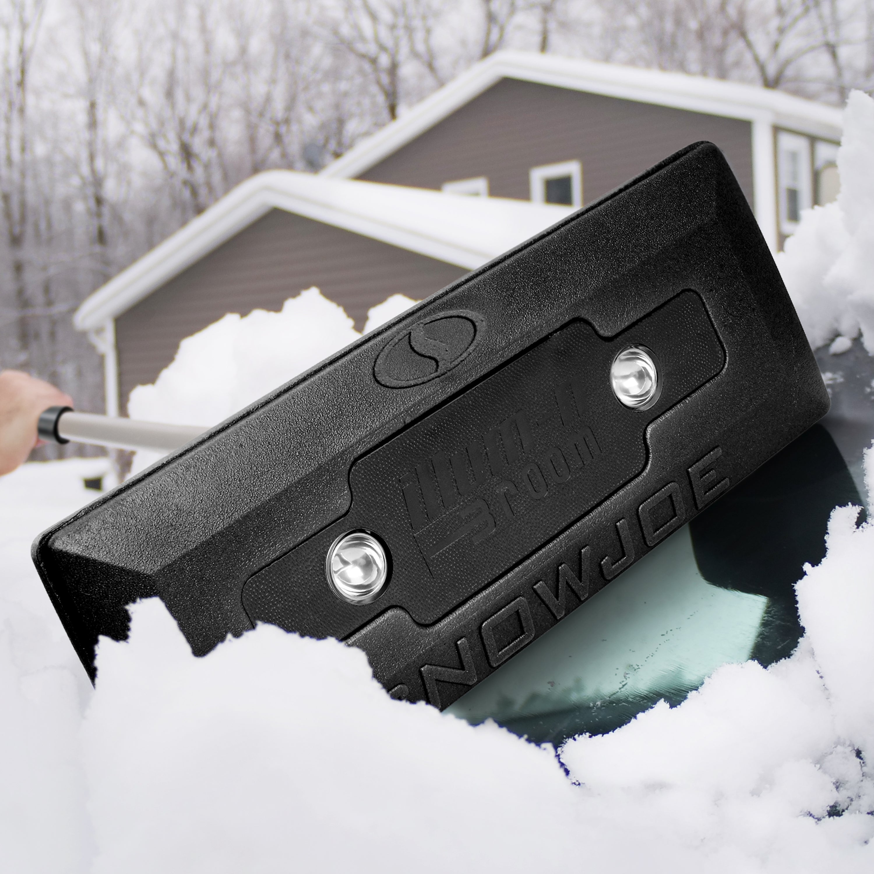Snow Joe SJBLZD LED 4-in-1 Telescoping Snow Broom & Ice Scraper with 18