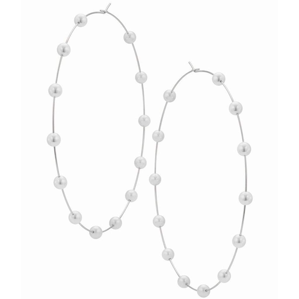 Trendy Exaggerated Circle Pearl Hoop Earrings for Women & Girls - Elegant Silver Statement Jewelry for Parties, Weddings & Everyday Wear