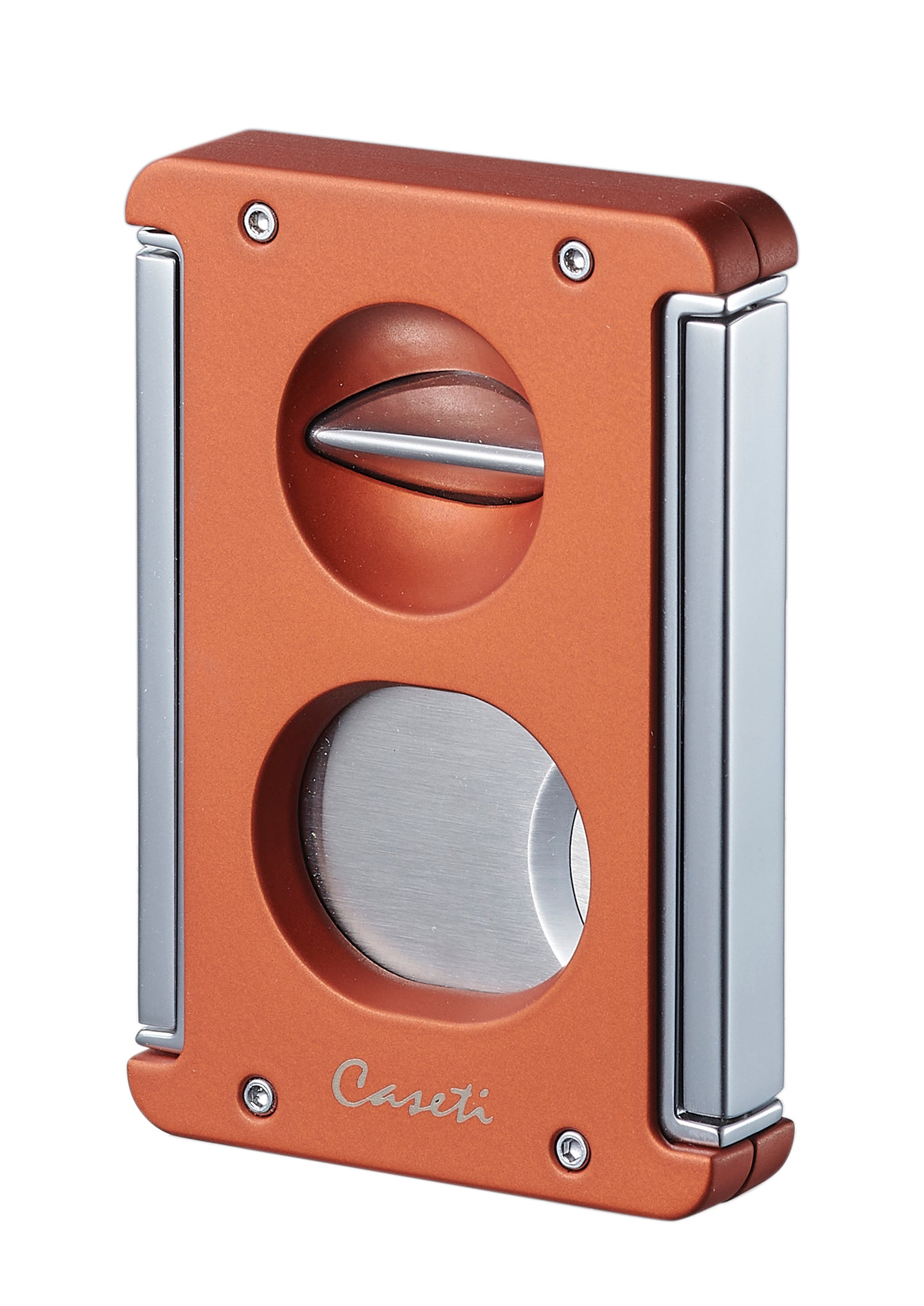 Caseti Trident X 3-in-1 Cigar Cutter with Punch & Guillotine Blades - Premium Stainless Steel Cigar Scissors - Burnt Orange - Perfect for Cigar Aficionados & Gifts for Men