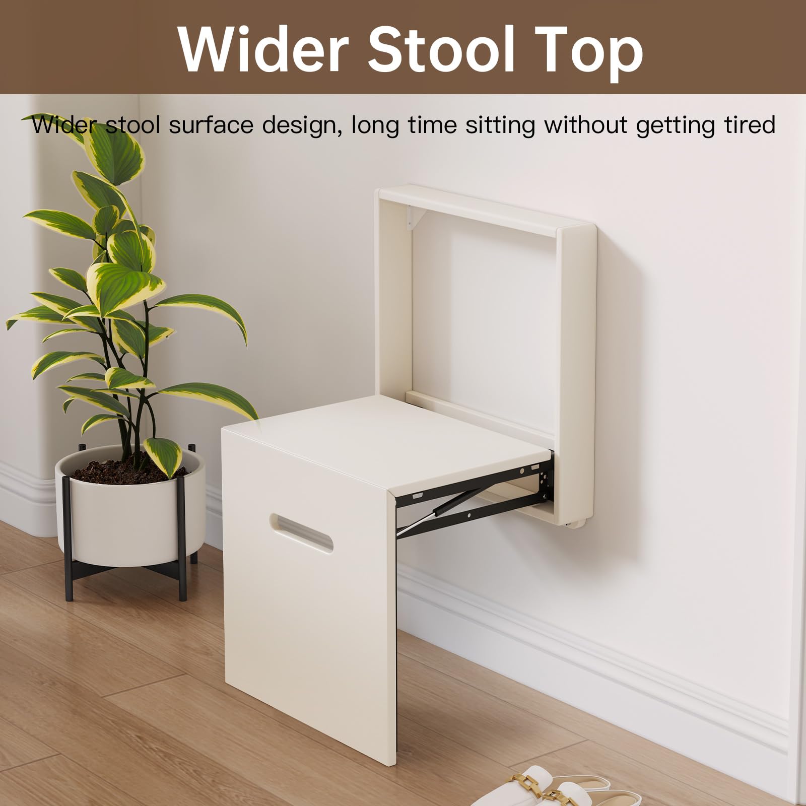 Wall Mounted Folding Shoe Changing Stool - Space Saving Entryway Bench with Hidden Design, White - Perfect for Small Hallways, Mudrooms & Home Organization