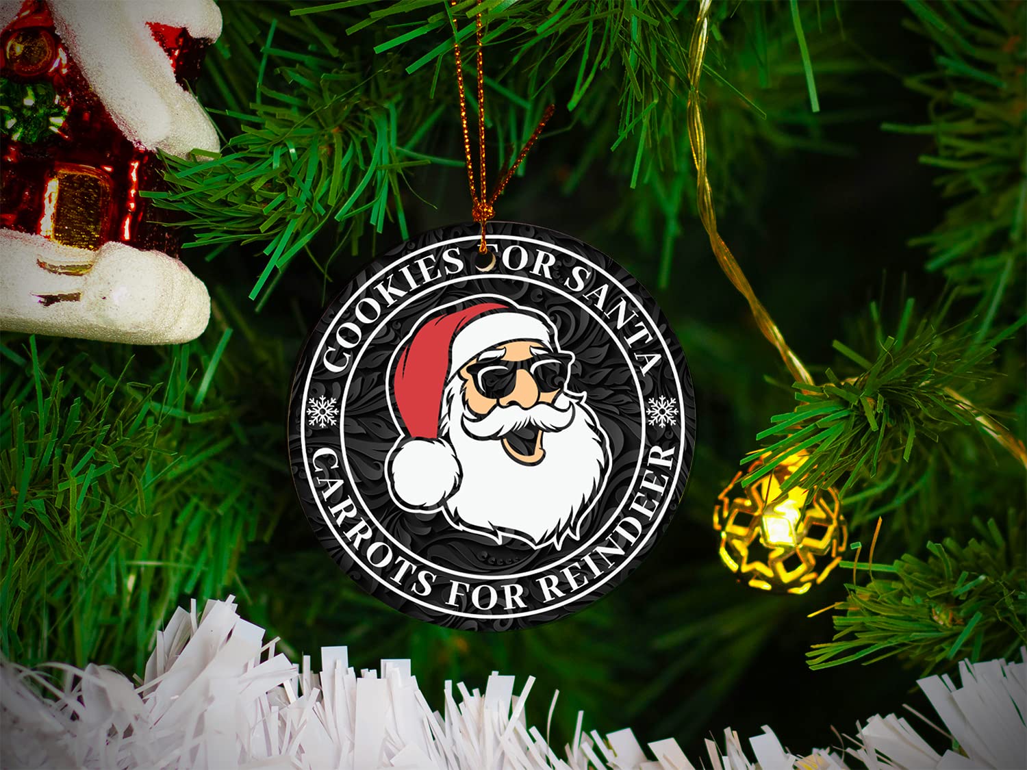 Funny Christmas Ornament - Santa Cookies & Reindeer Carrots Ceramic Tree Decoration for Holiday Home Decor | Perfect for Xmas Tree, Gift Exchange & Festive Party Decorations