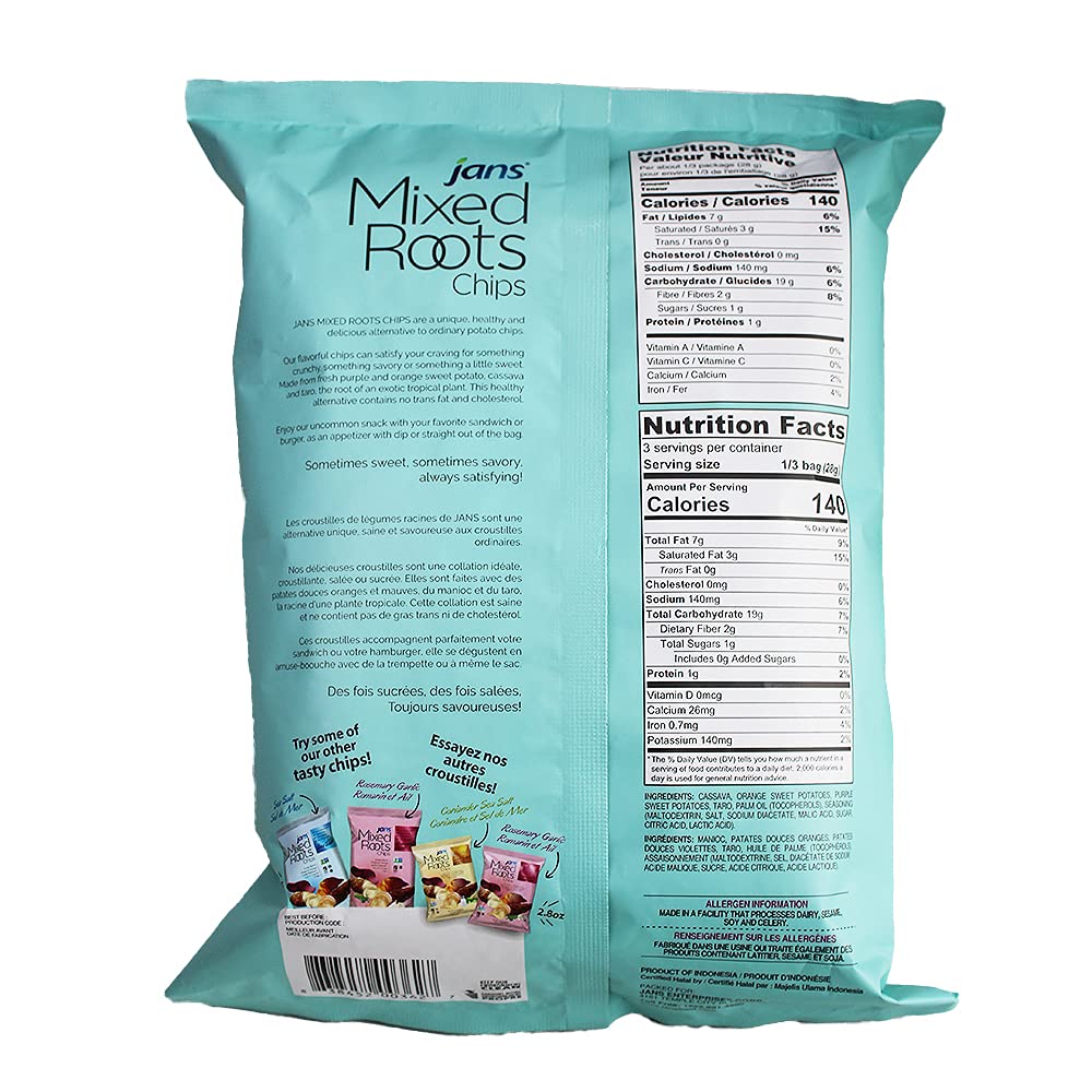 Mixed Roots All Natural Vegetable Chips - Salt & Vinegar Flavor, 2.8 oz | Gluten-Free, Vegan Snack for Parties, School Lunches & Healthy On-the-Go Eating