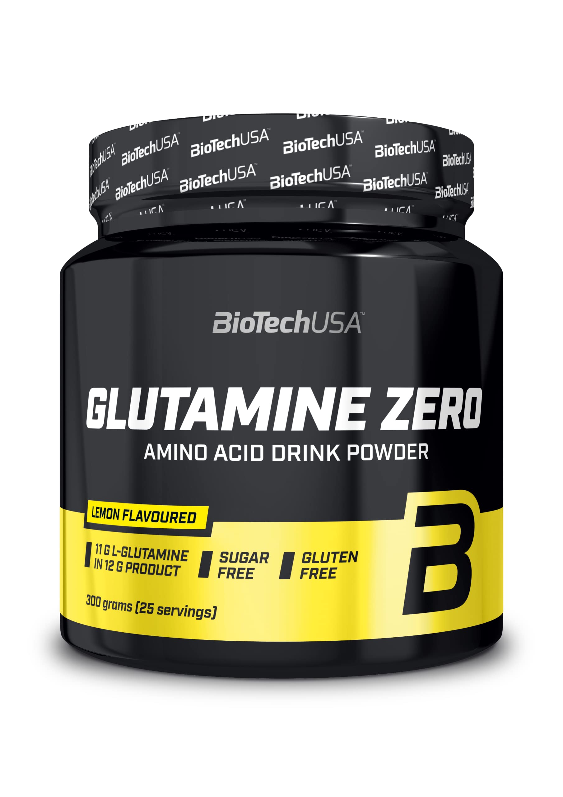 BioTechUSA Glutamine Zero Powder - Lemon Flavor 300g | Post-Workout Recovery & Muscle Support Supplement for Athletes & Fitness Enthusiasts