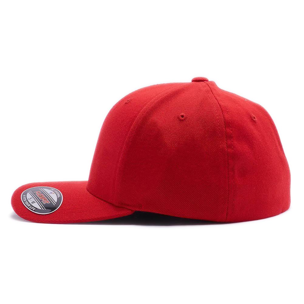 Flexfit Thin Red Line & Thin Blue Line Waving USA Flag 6277 Wool Blend Cap - L/XL Red - Patriotic Baseball Hat for Police, Firefighters & First Responders