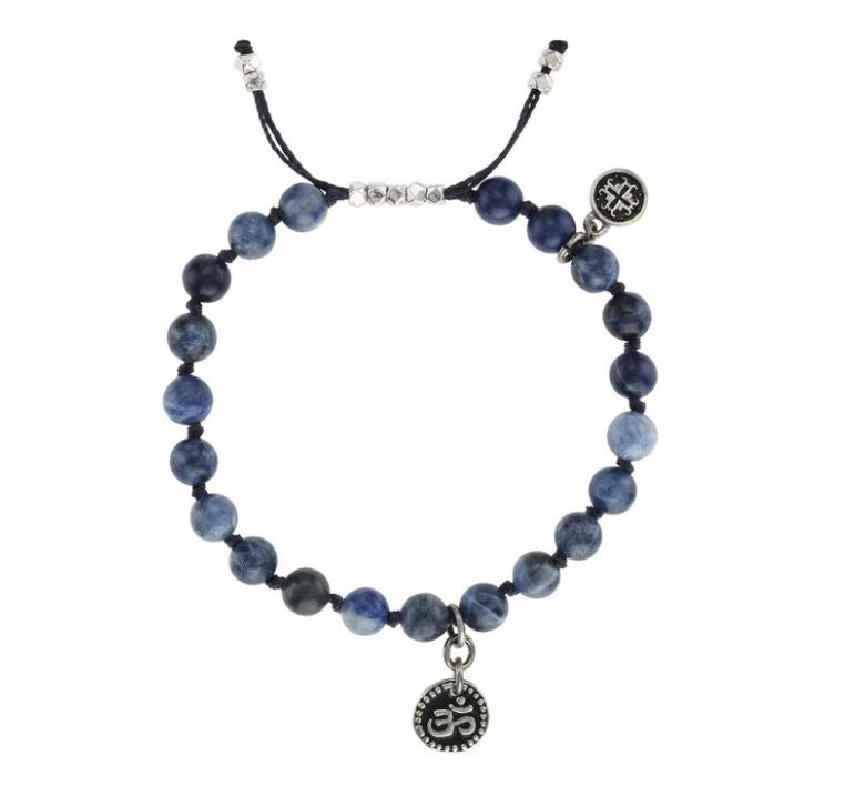 Mala + Mantra Adjustable Sodalite Healing Bracelet for Women - Natural Stone Crystal Energy Jewelry for Meditation, Yoga & Spiritual Balance