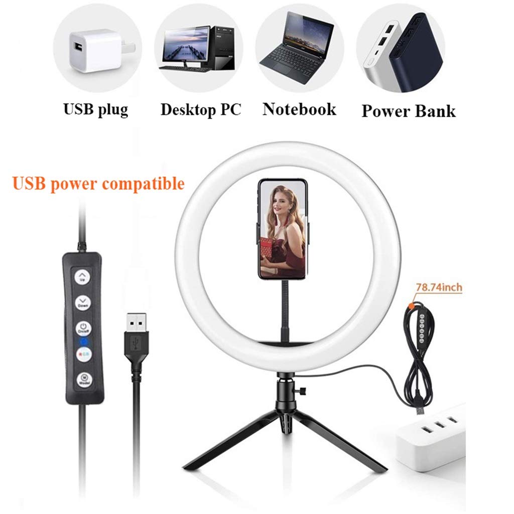RGB Ring Light with Extendable Tripod Stand & Phone Holder - Dimmable LED Ring Light for Camera, Video, Makeup, Photography - Perfect for YouTube, TikTok, Live Streaming & Selfies