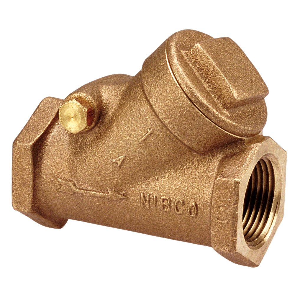 NIBCO T413Y-LF 1-1/4 Inch Threaded Check Valve with PTFE Disc - 200 CWP, Brass Body for Water, Oil & Gas Systems - Perfect for Plumbing, HVAC & Industrial Applications