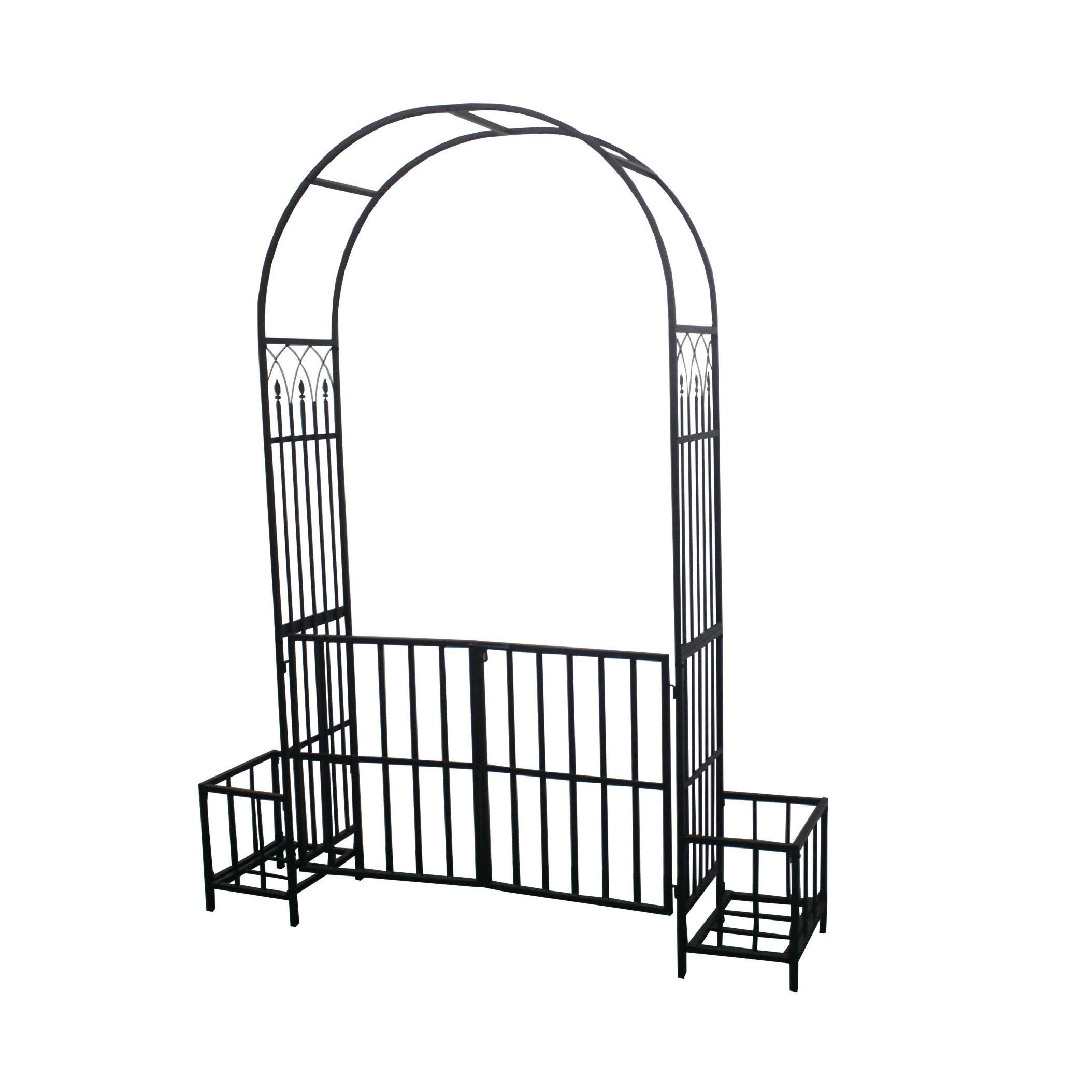 GO Steel Garden Arch with Door & Plant Basket - 6'9