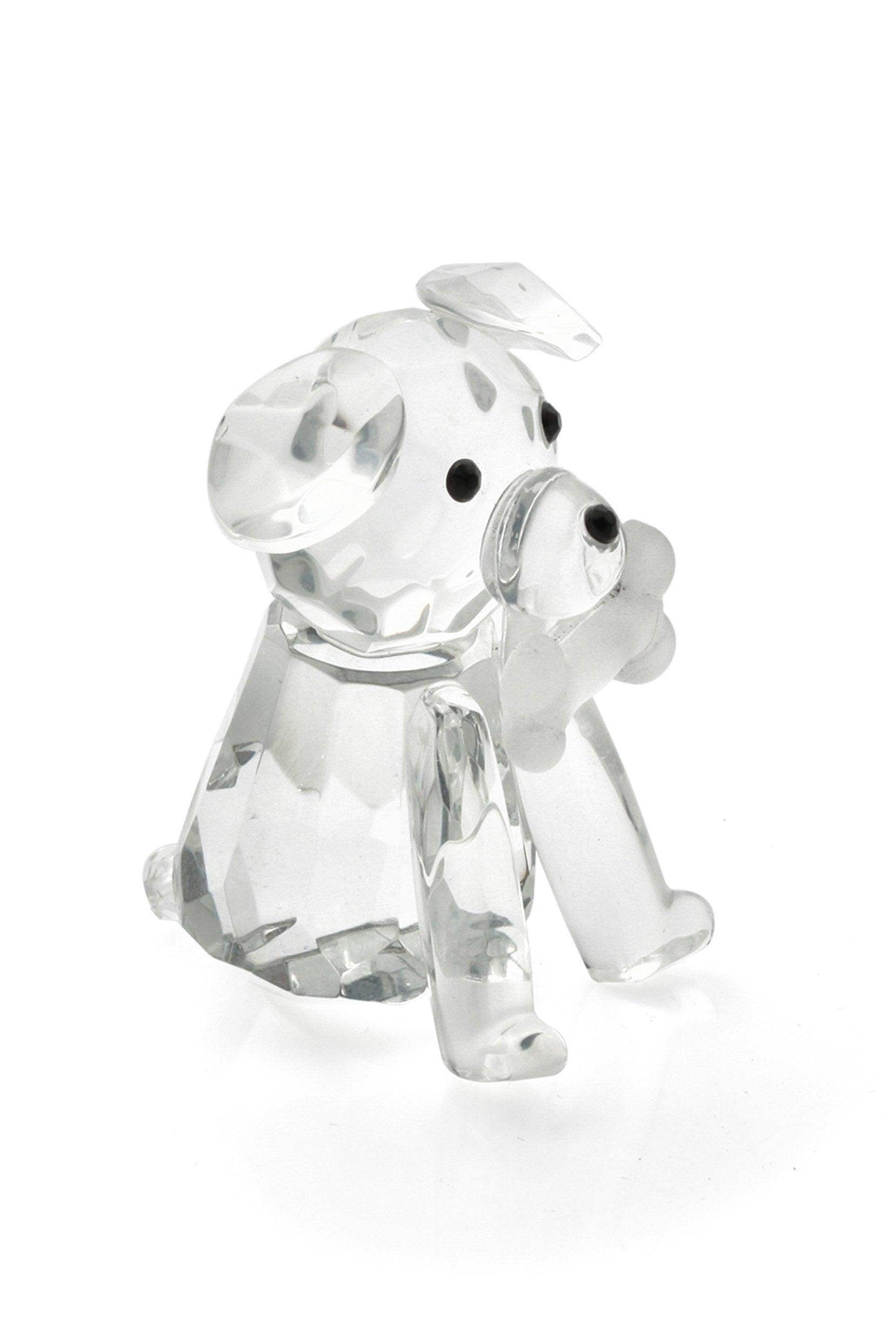 Cute Crystal Dog and Bone Miniature Favor Ornaments - Set of 6 Pieces - Perfect for Wedding Favors, Party Decorations, and Pet Lover Gifts (CGF0149)