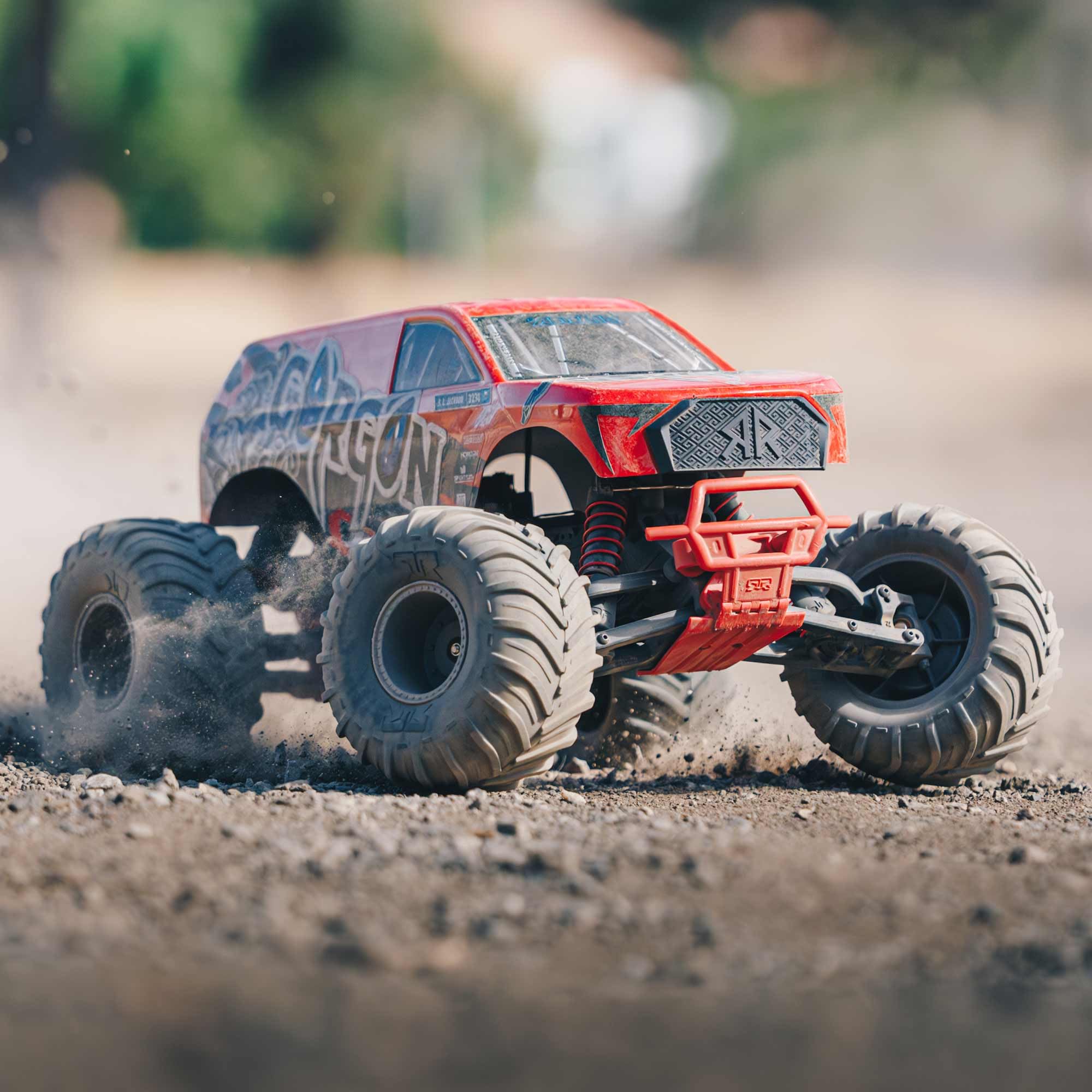 ARRMA Gorgon 2WD 1/10 Scale Monster Truck RTR RC Car with Battery & Charger - Red (ARA3230ST2) | High-Speed Off-Road Bashing, Backyard Racing & RC Hobby Fun for Adults & Kids