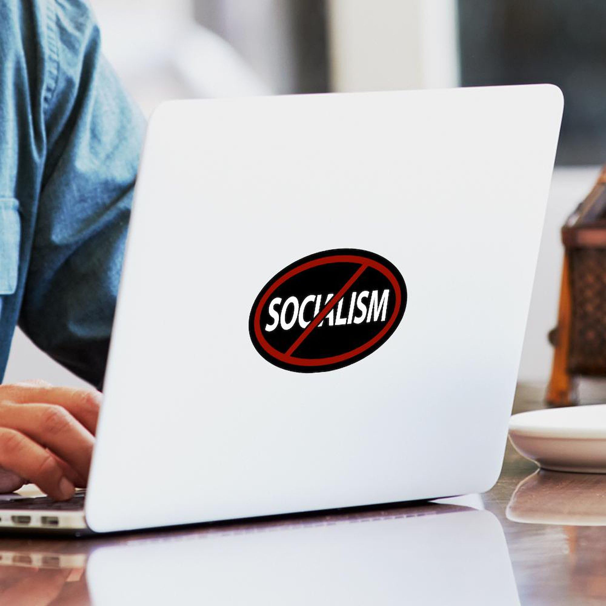No Socialism Oval Sticker - Durable Car Bumper Decal for Vehicles