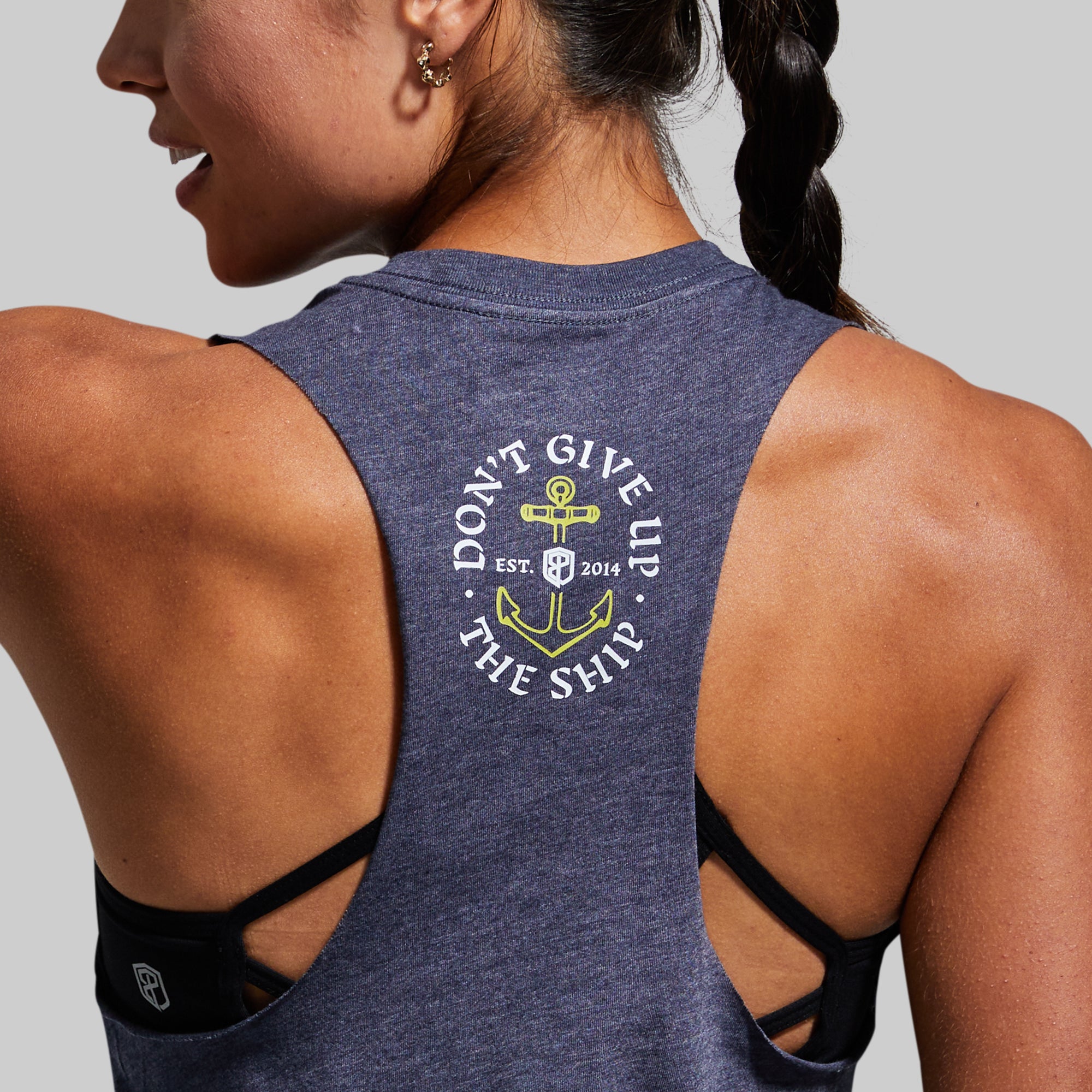Don't Give Up The Ship Elevate Crop Top - Heather Navy - Comfortable & Stylish Women's Casual Tee for Everyday Wear, Workouts, and Outdoor Activities