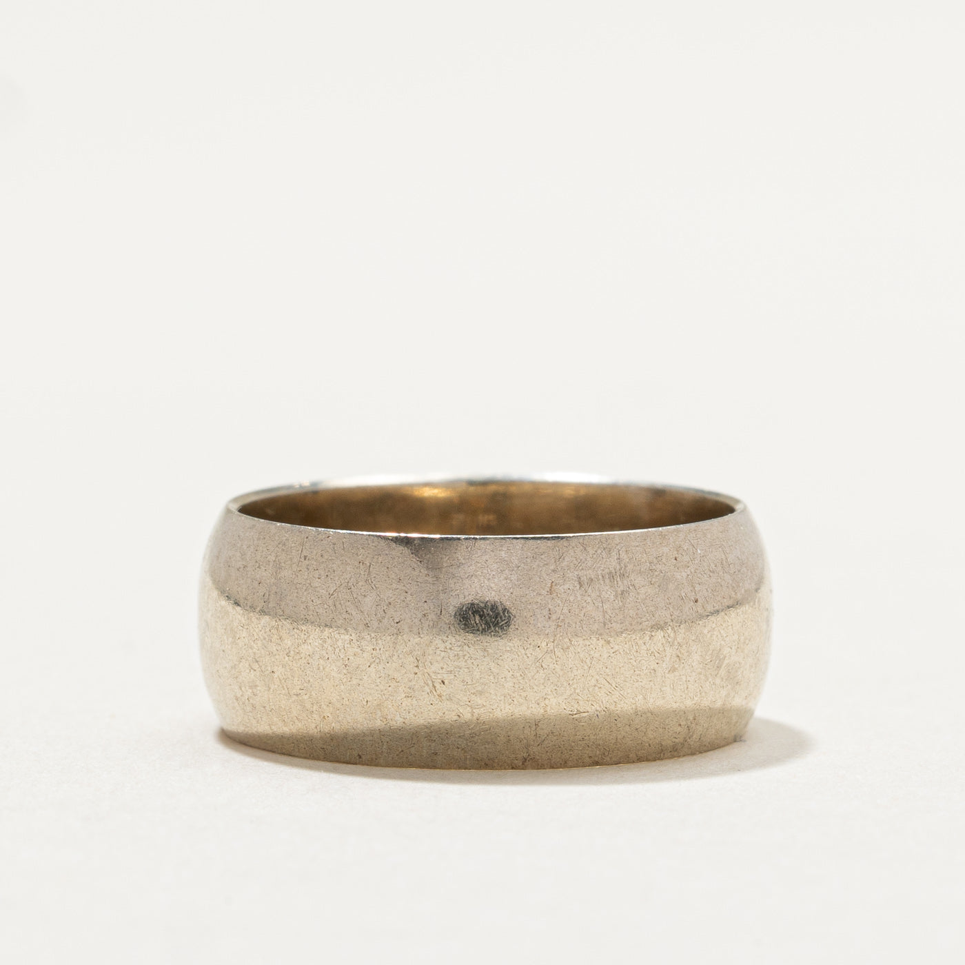10K White Gold Cigar Band Ring for Men - 7.9mm Wide Size 6.25 - Perfect Wedding Band, Anniversary Gift & Everyday Jewelry for Him