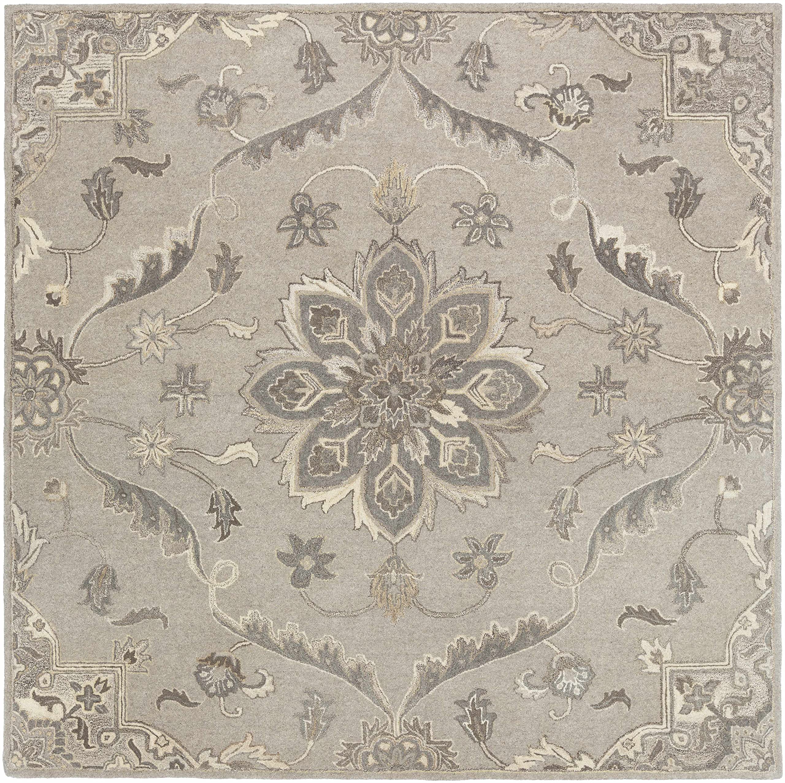 Hauteloom Peterstown Wool Area Rug for Living Room & Bedroom - Traditional Gray, Black, Brown - 4' x 6' - Soft & Durable - Perfect for Home Decor, Cozy Spaces & High Traffic Areas