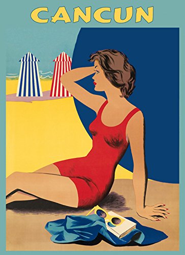 Vintage Cancun Mexico Travel Poster - 12x16 Inch Beach Art Print for Girls Room Decor, Wall Art, Travel Enthusiasts & Vacation Inspiration