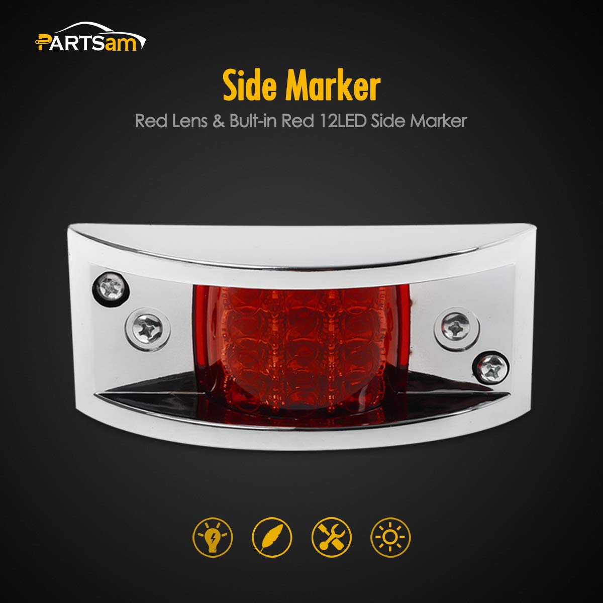 Partsam 6-Pack Red Rectangular 4-4/5