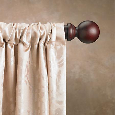 Cassidy West 1-3/8 Inch Single Wooden Curtain Rod Set - Classic Window Treatment for Living Room & Bedroom Decor