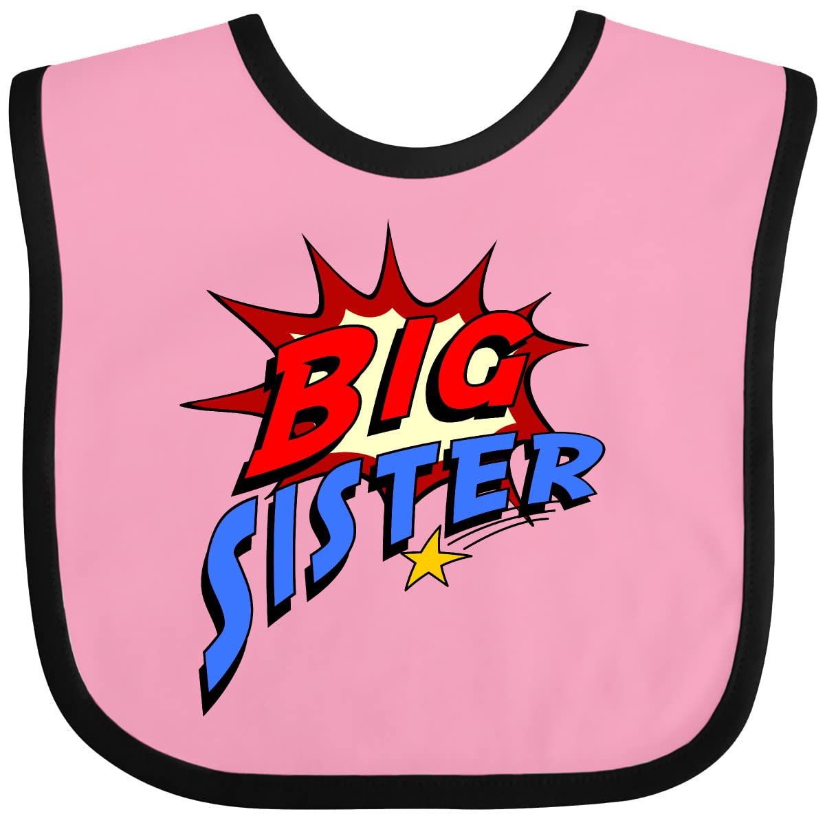 Inktastic Big Sister Superhero Baby Bib - Soft Cotton Drool Bib for Toddlers & Infants - Perfect for Feeding, Playtime & Photo Shoots