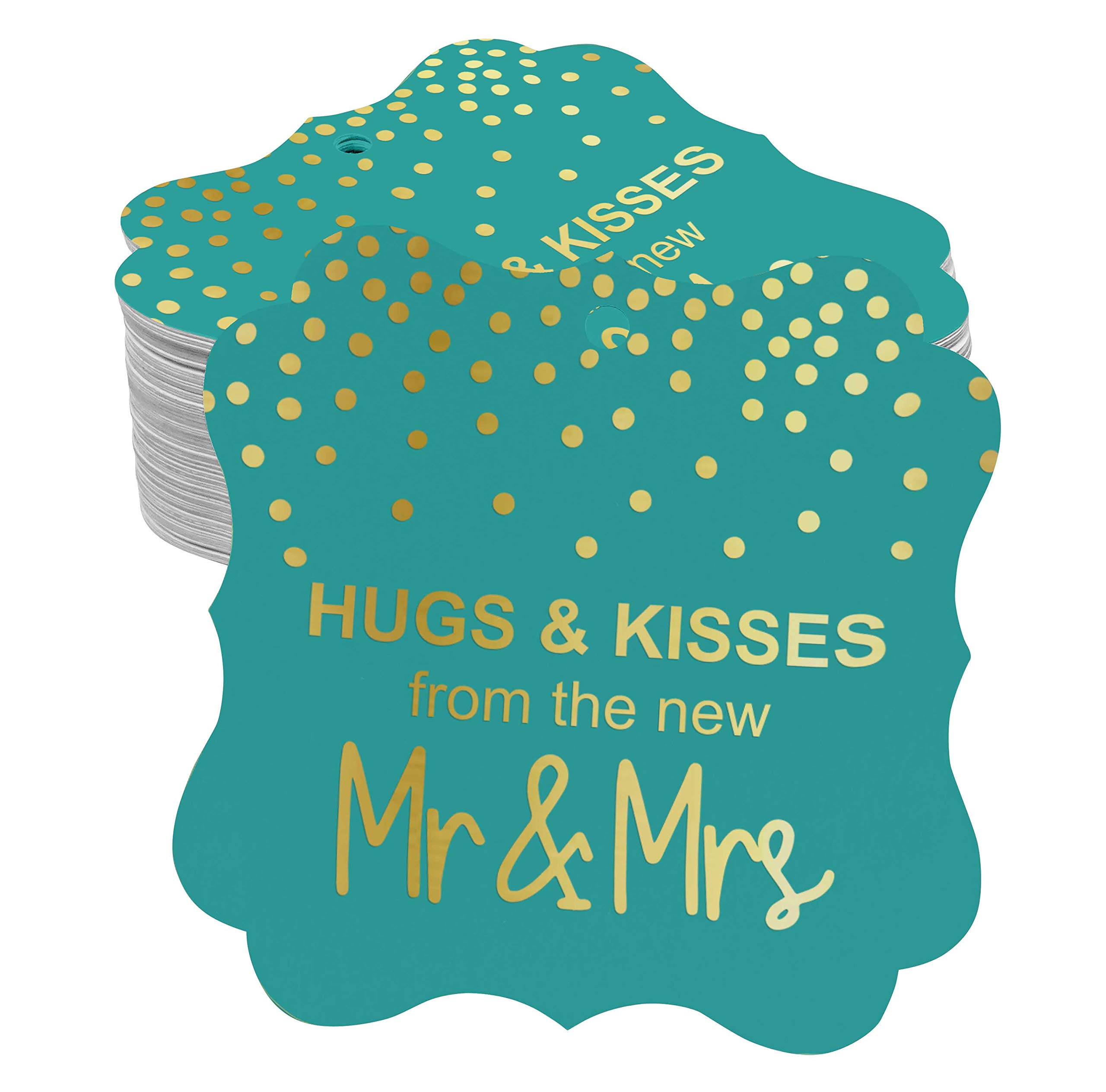 24K Real Gold Foil Wedding Favor Tags - 100pcs Heart-Shaped 