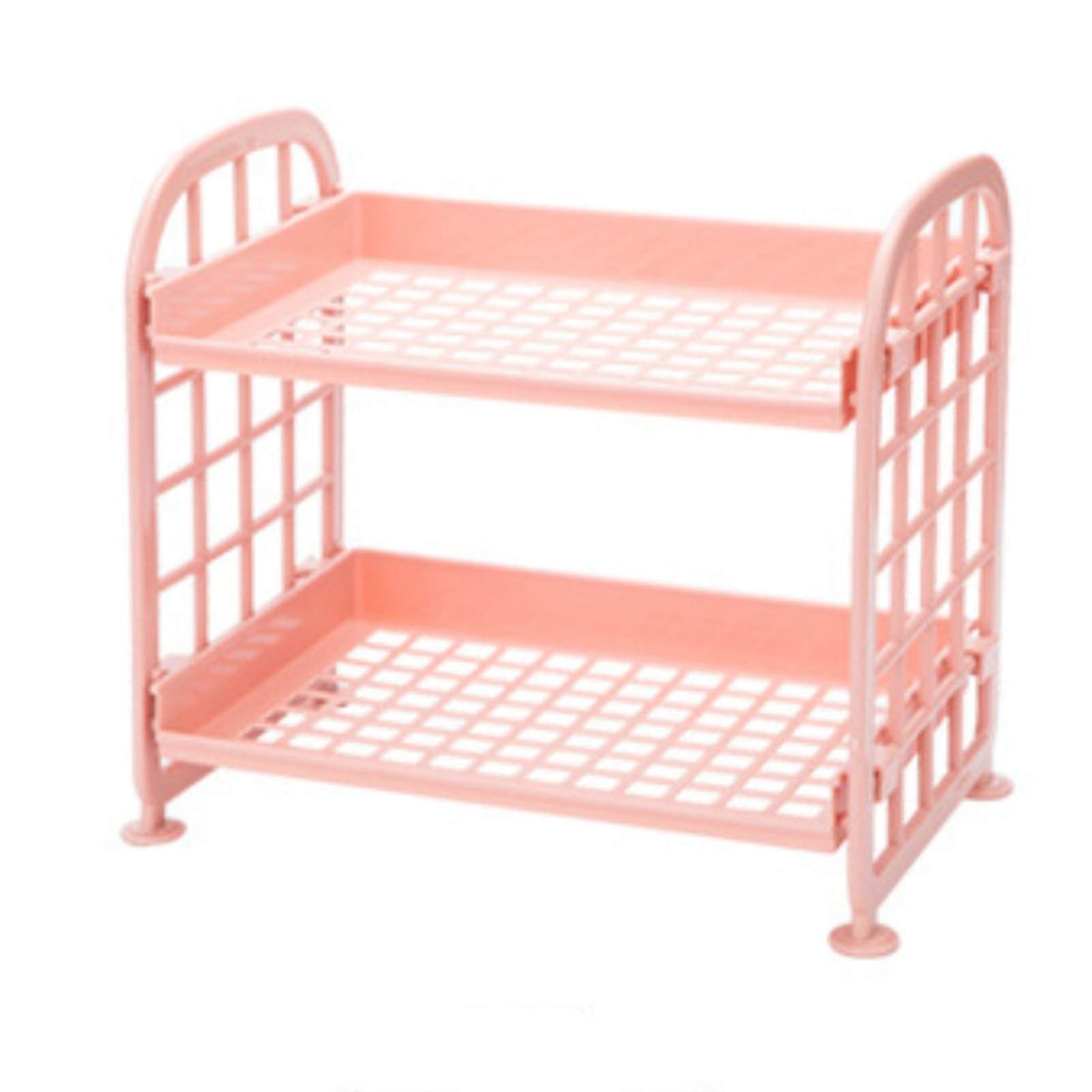 2-Tier Plastic Storage Shelf - Double Layer Hollow Organizer for Cosmetics, Bathroom & Desktop Accessories - Space-Saving Storage Rack for Home, Office & Beauty Salon Organization