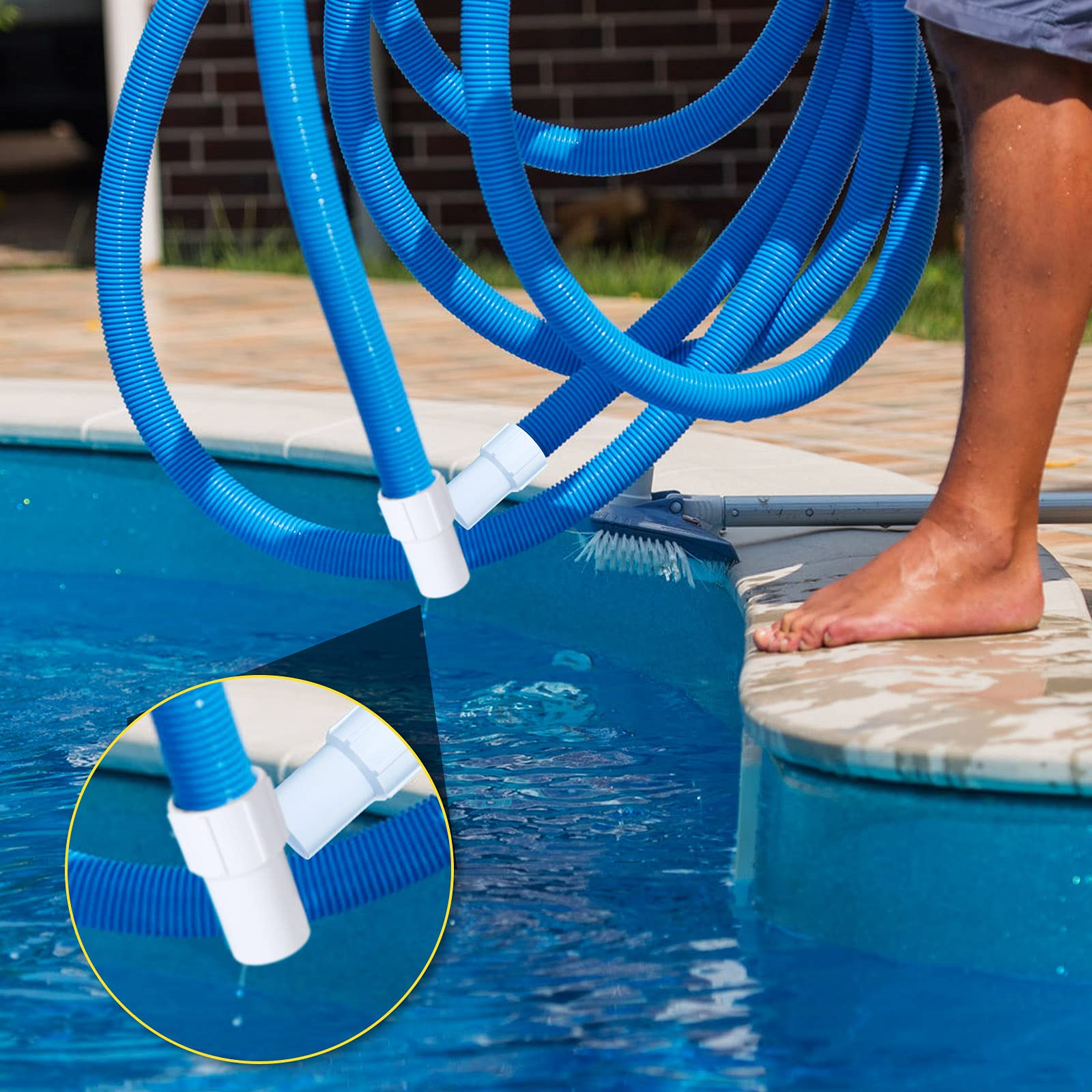 1-1/2 Inch Pool Vacuum Hose Cuff - 4 Pack Swimming Pool Replacement Threaded Connectors for Spiral Wound Vacuum Hoses - Durable Pool Cleaning Accessories to Repair Hose Ends & Connect Vacuum Heads - Perfect for Inground & Above Ground Pool Maintenance