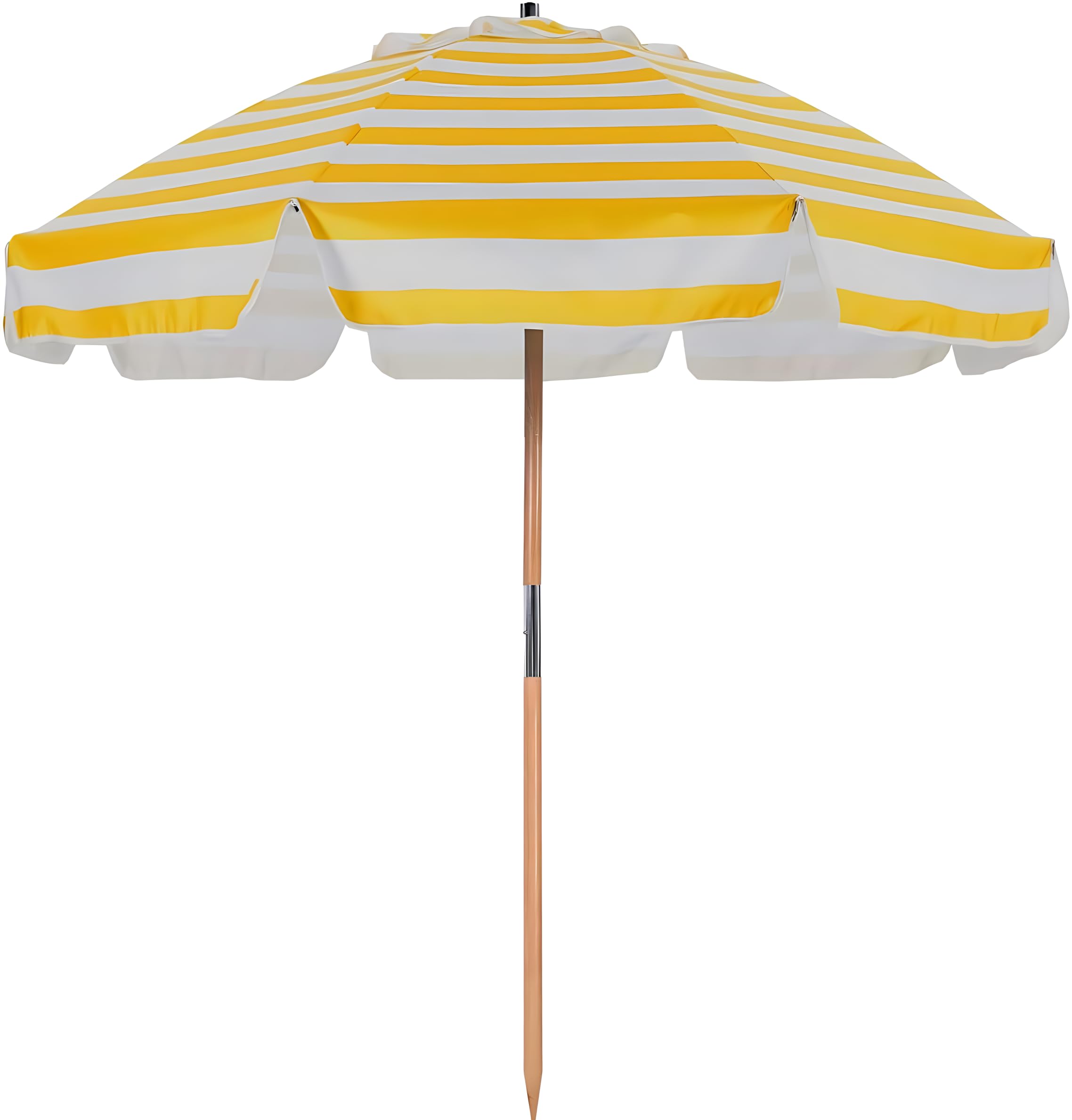 AMMSUN 7.5ft Heavy Duty Commercial Grade Beach Umbrella with Air Vent - UPF 50+ Sun Protection, Ash Wood Pole & Carry Bag - Windproof Patio Umbrella for Poolside, Backyard, and Beach (Yellow & White Stripe)