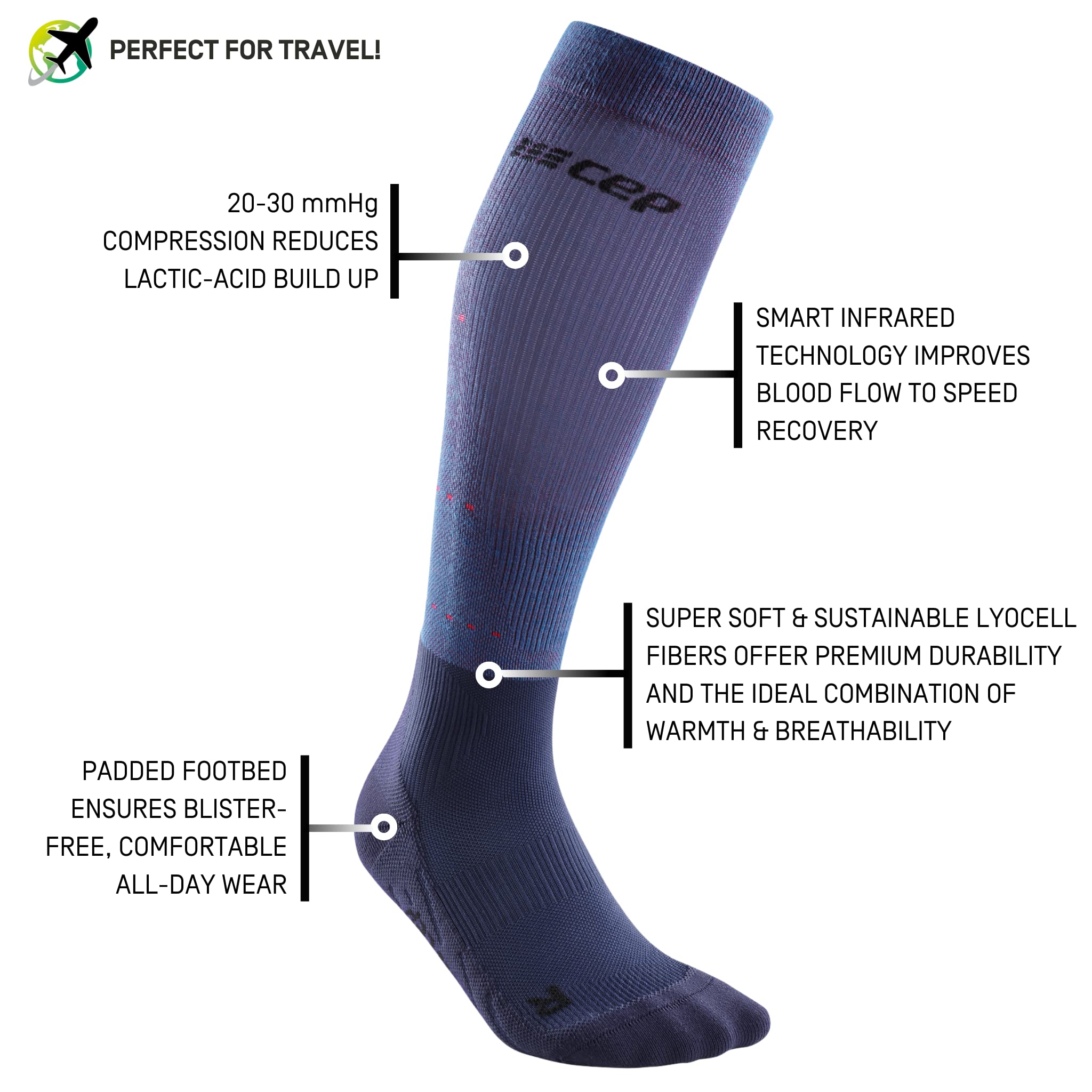 CEP Men's Infrared Recovery Compression Socks - 20-30 mmHg Graduated Compression for Circulation & Muscle Support - Ideal for Running, Travel & Post-Workout Recovery
