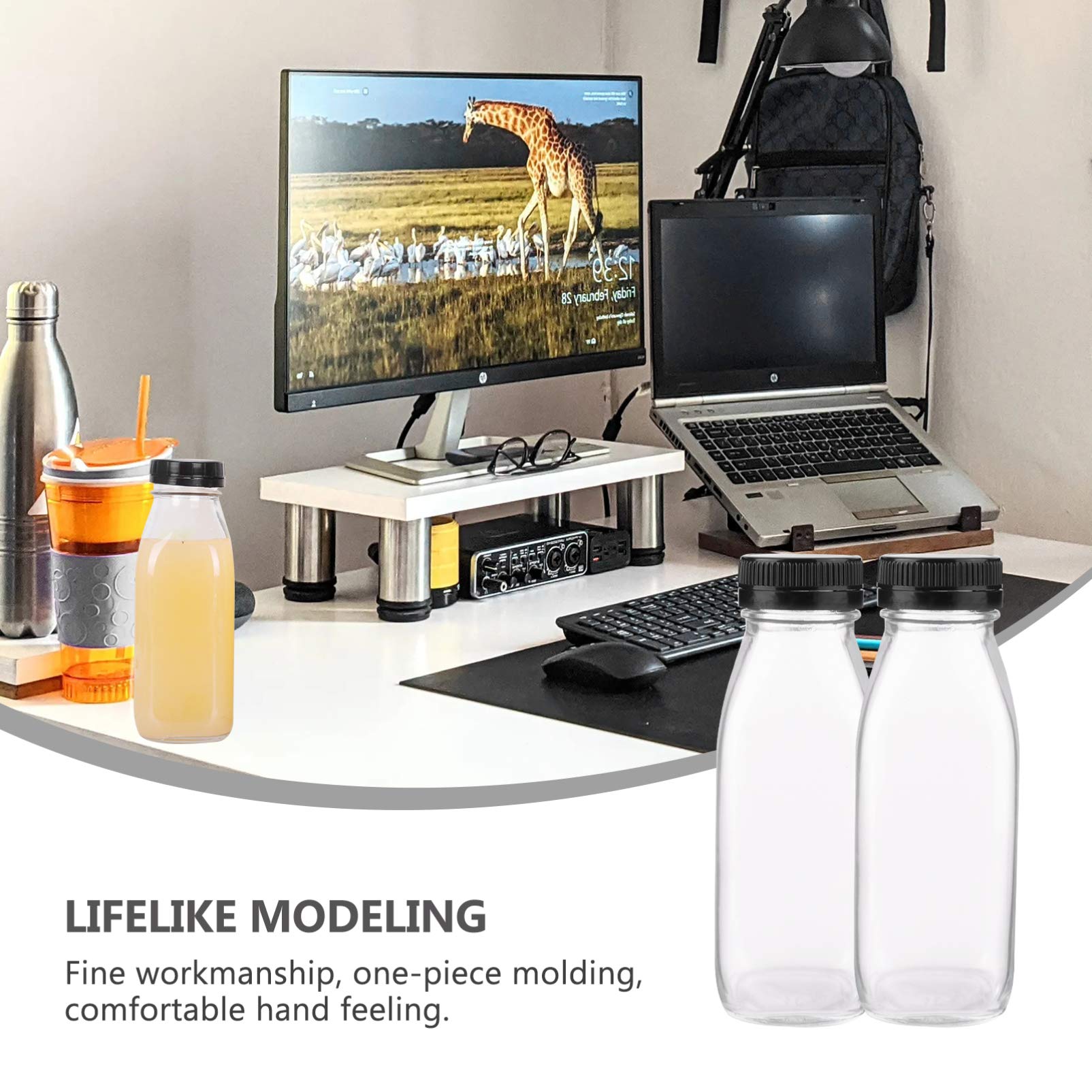 8-Piece Glass Juice Bottles Set - Clear Milk & Yogurt Drink Containers for Beverages, Smoothies, and Meal Prep - Perfect for Home, Cafe, and Restaurant Use