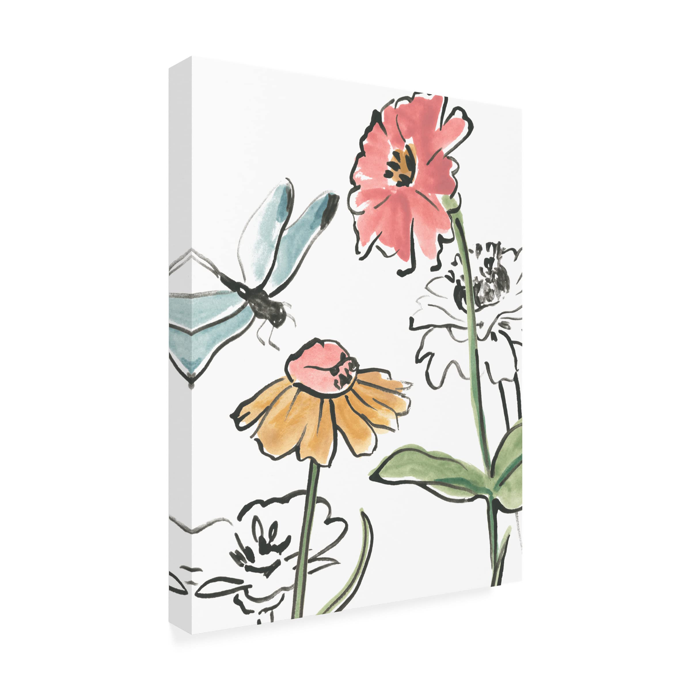 Boho Florals I Canvas Wall Art by June Erica Vess - Modern Botanical Floral Painting for Living Room, Bedroom & Office Decor