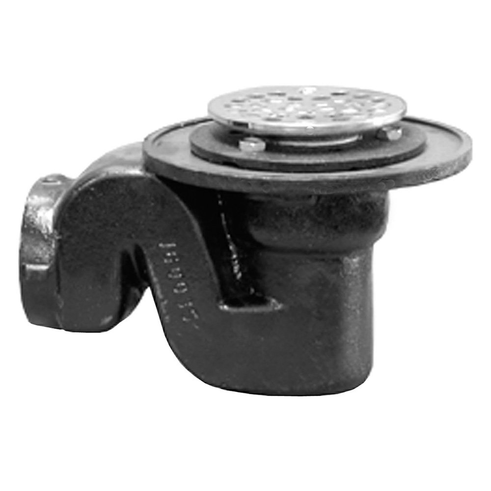 Jones Stephens Corp 2-Inch IPS CI Combination Drain Trap with Stainless Steel Strainer - Ideal for Bathroom Sink, Shower, and Laundry Room Drainage