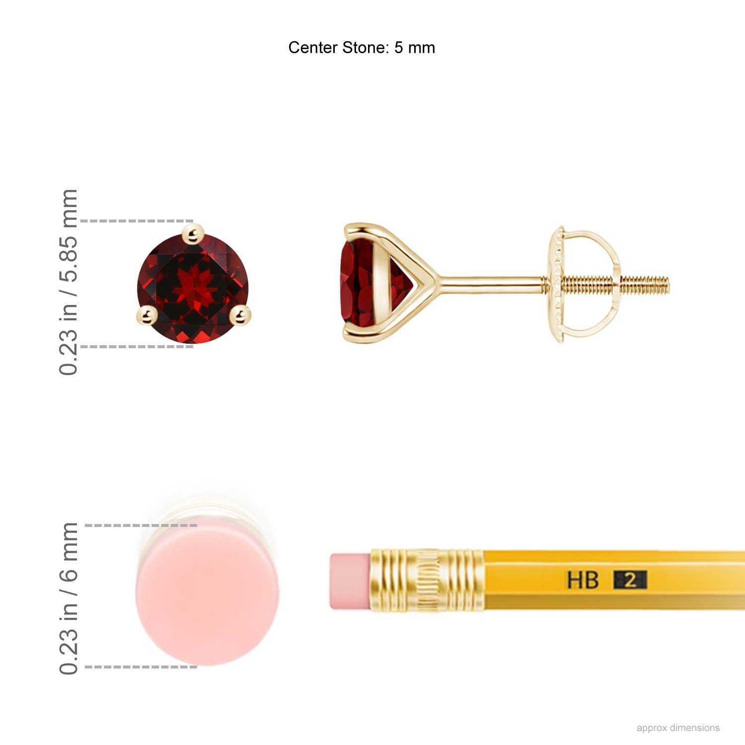 ANGARA Natural Martini-Set Round Garnet Stud Earrings in 14K Solid Gold/Platinum | January Birthstone Jewelry | Birthday, Engagement, Anniversary & Wedding Gift for Women | Perfect for Everyday Wear & Special Occasions