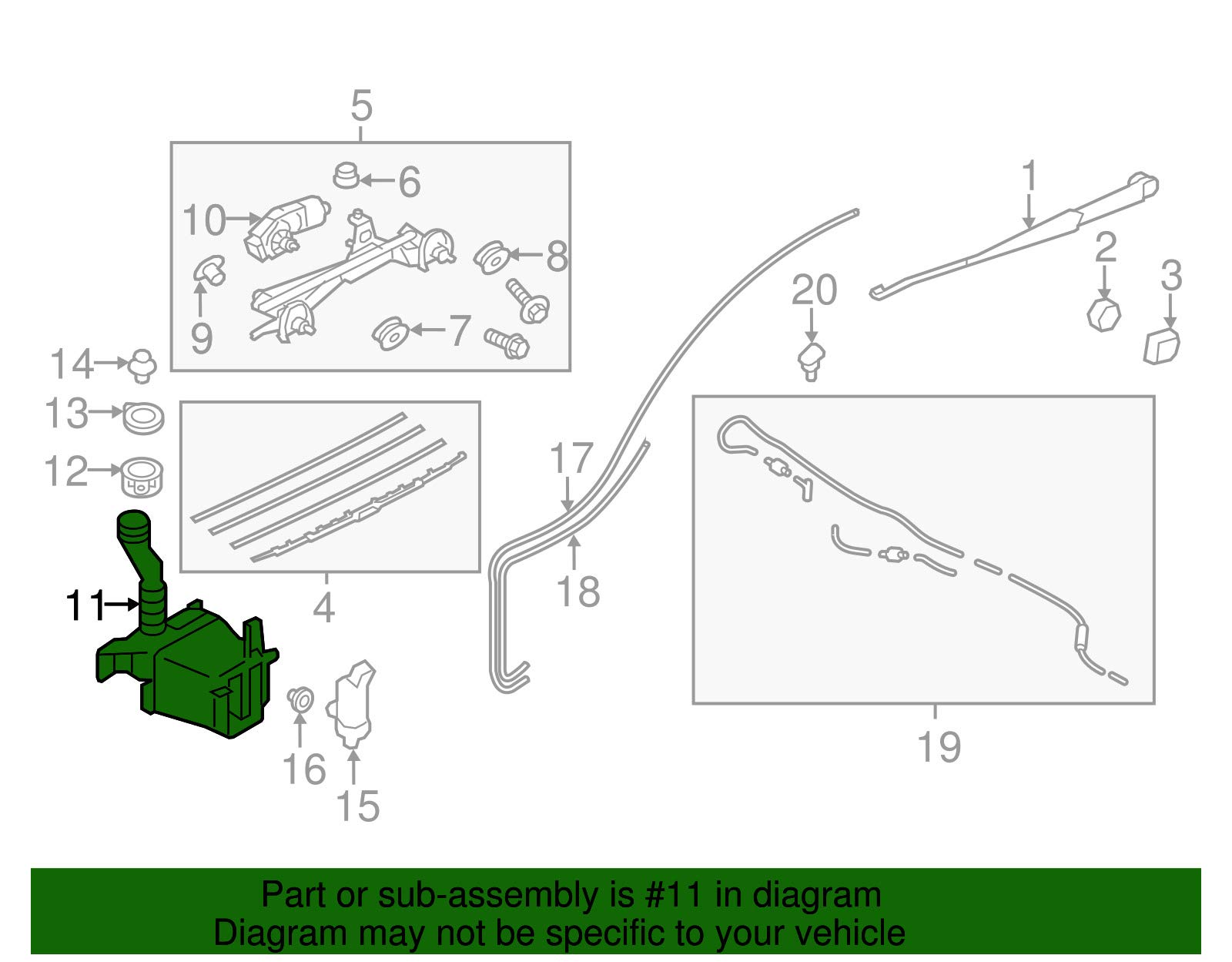 Genuine Subaru 86631FJ420 Front Washer Tank - OEM Replacement Part (1 Pack) - Perfect for Subaru Forester, Outback, Crosstrek Windshield Cleaning System